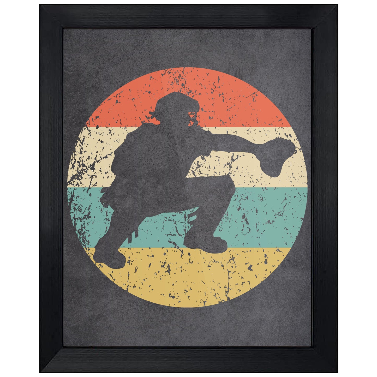 Baseball Catcher Sports Icon Retro 8"x10" Wall Art Print