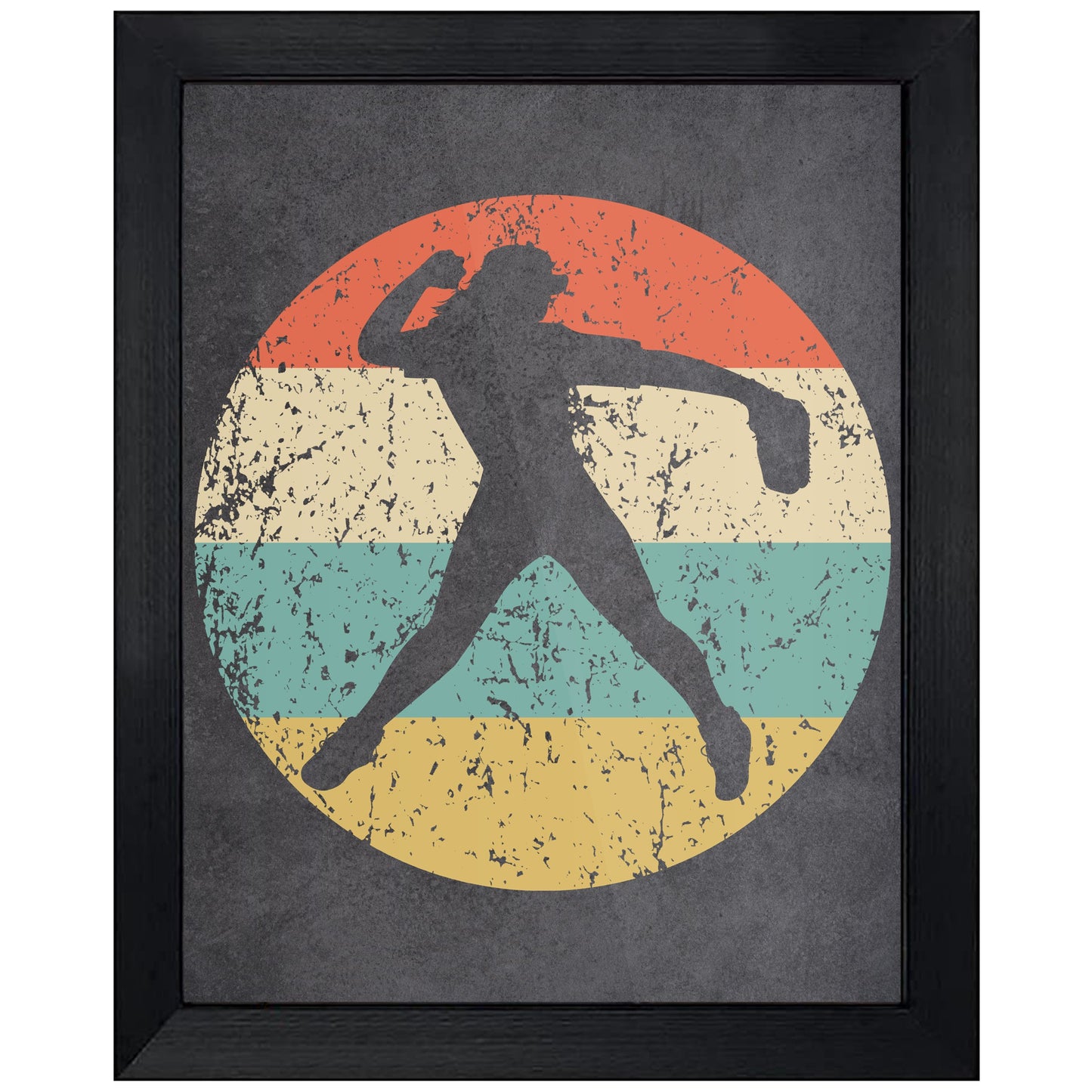 Softball Player Sports Icon Retro 8"x10" Wall Art Print