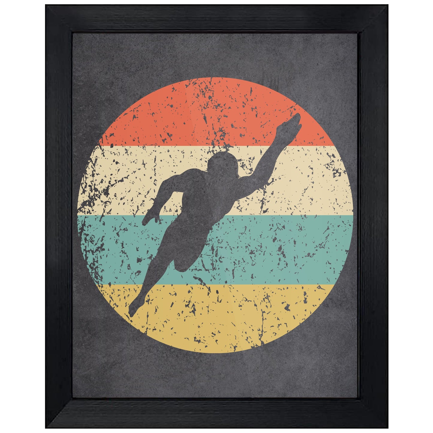 Swimmer Sports Icon Retro 8"x10" Wall Art Print