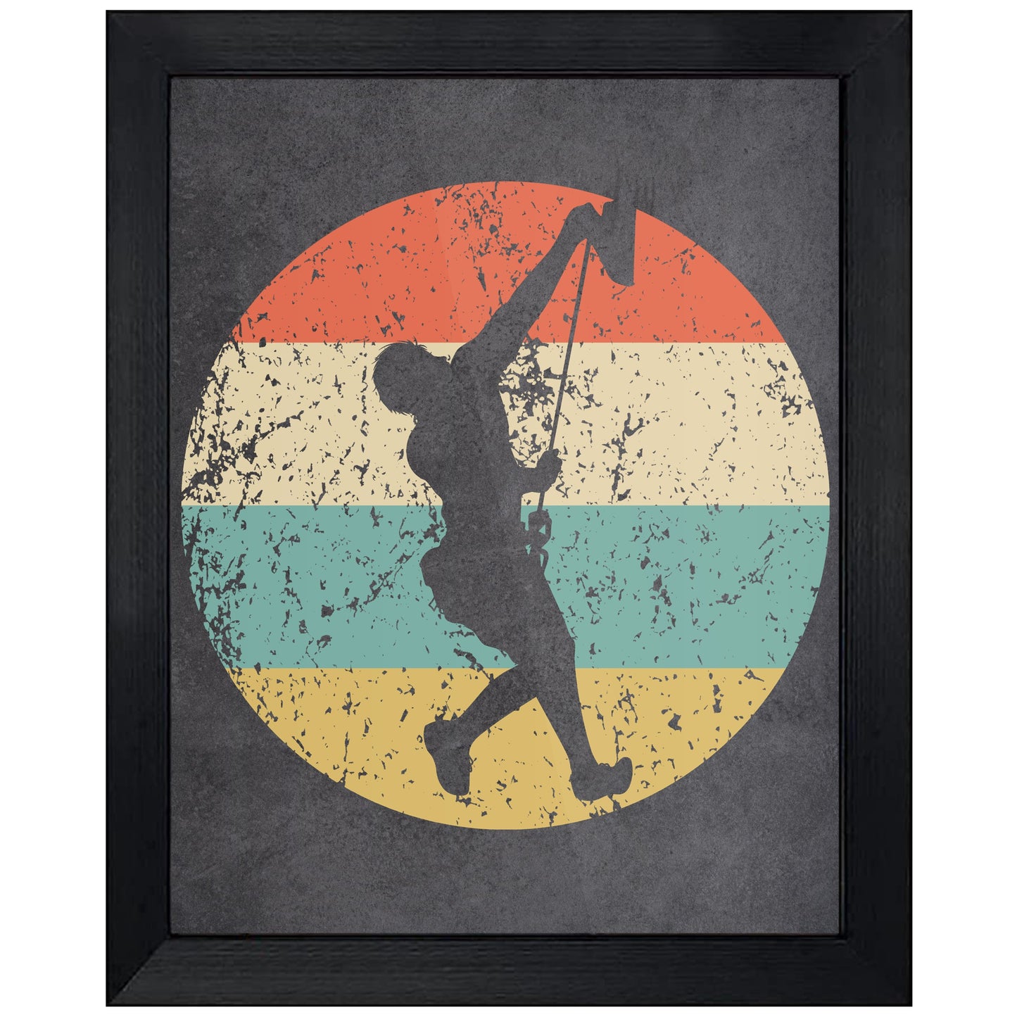Rock Climber Rock Climbing Sports Icon Retro 8"x10" Wall Art Print