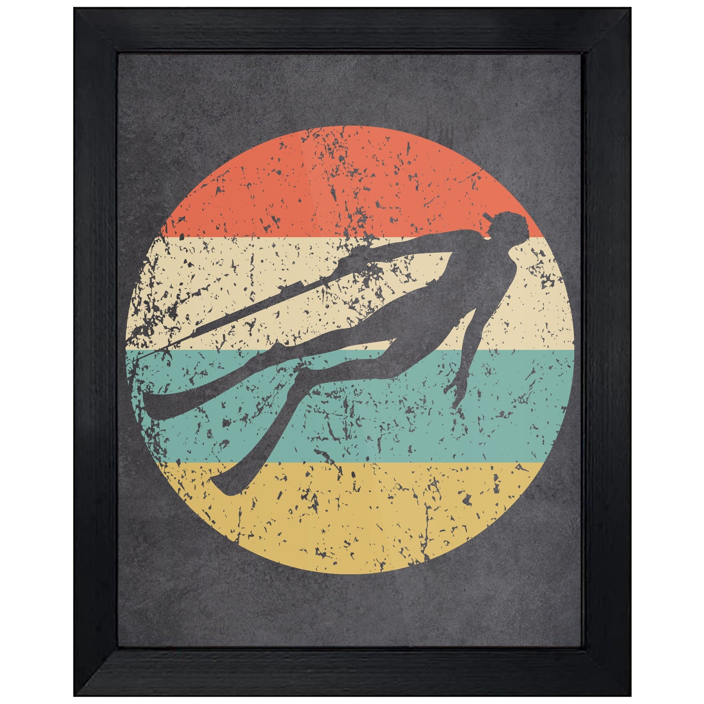 Spear Fisherman Sports Icon Retro 8"x10" Wall Art Print