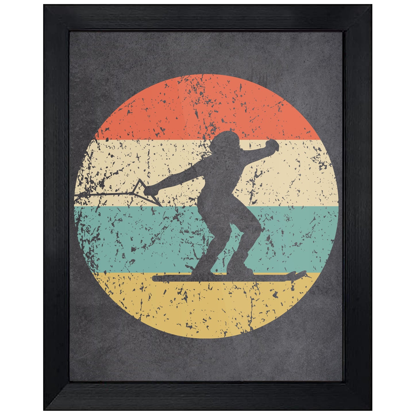 Waterskiing Sports Icon Retro 8"x10" Wall Art Print