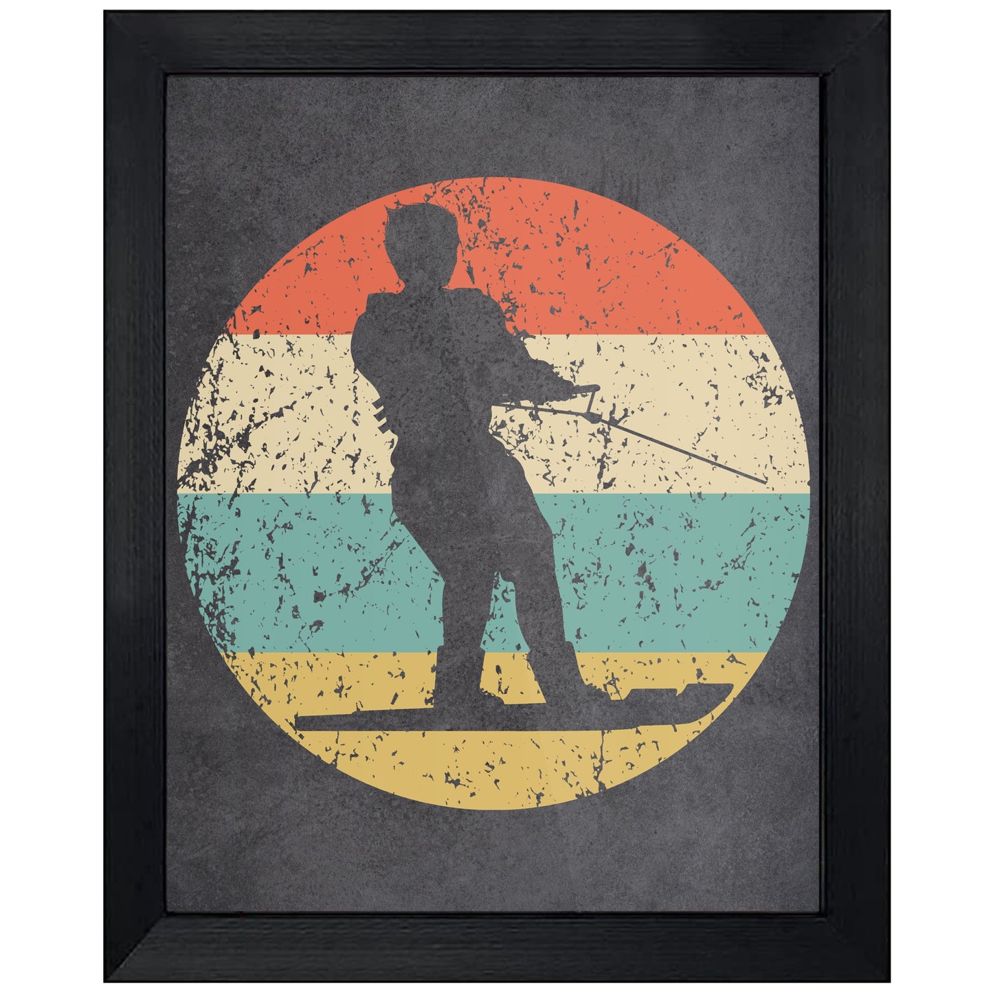 Waterskiing Waterskier Sports Icon Retro 8"x10" Wall Art Print
