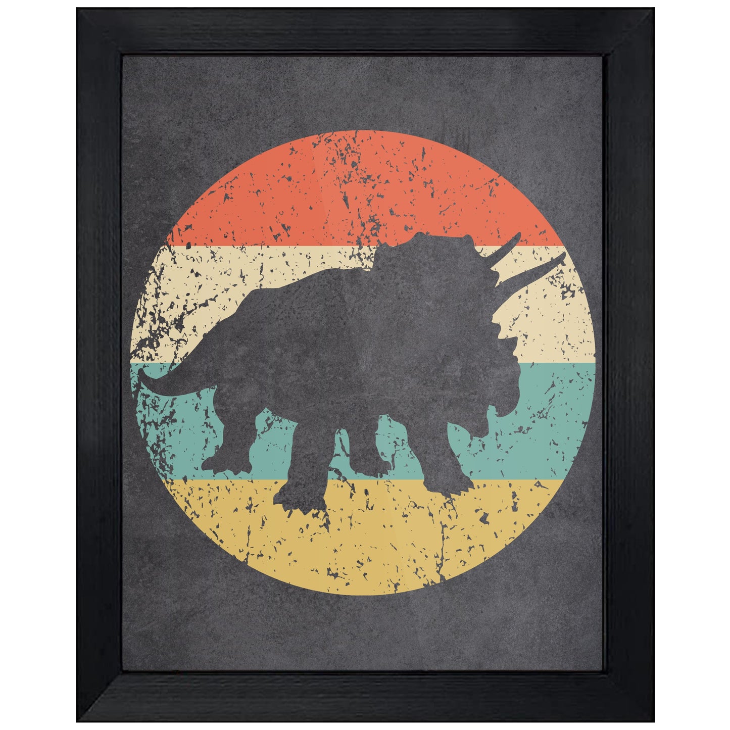 Triceratops Dinosaur Icon Retro 8"x10" Wall Art Print