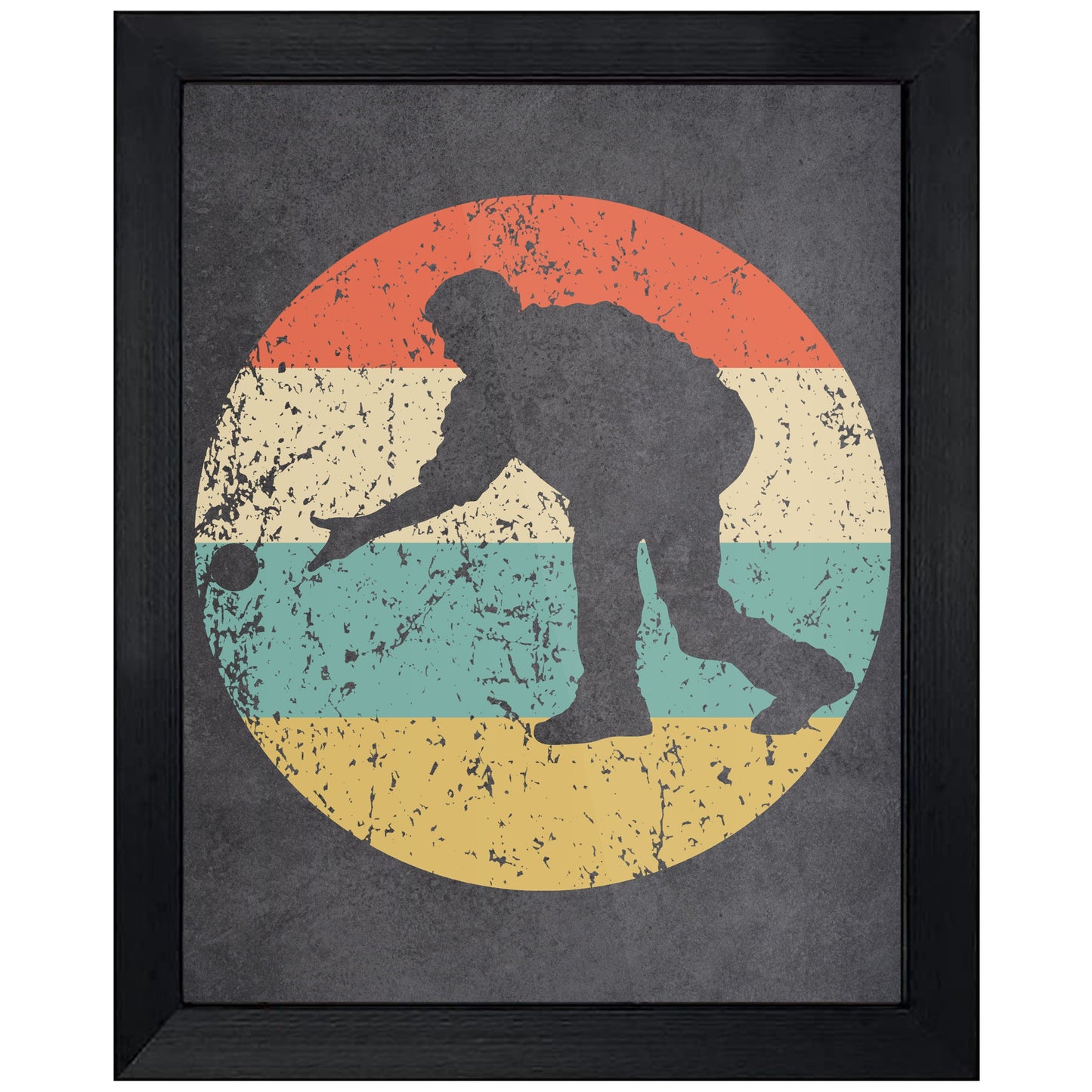 Man Playing Bocce Icon Retro 8"x10" Wall Art Print