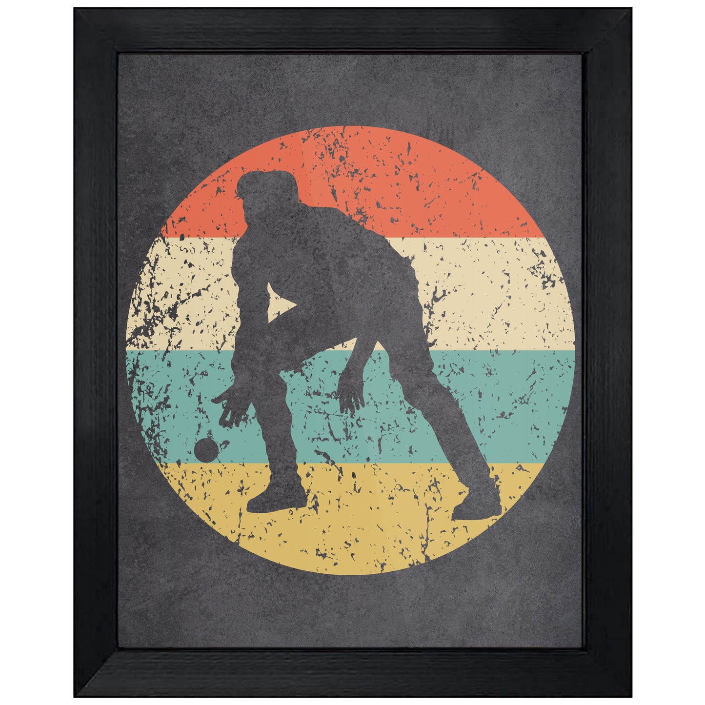 Man Playing Bocce Ball Icon Retro 8"x10" Wall Art Print