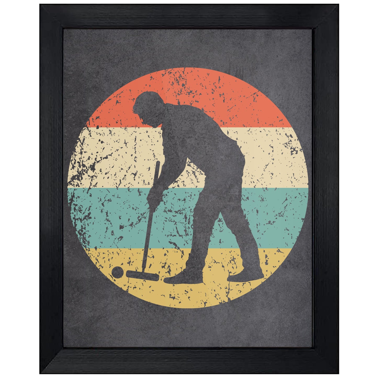 Man Playing Croquet Icon Retro 8"x10" Wall Art Print