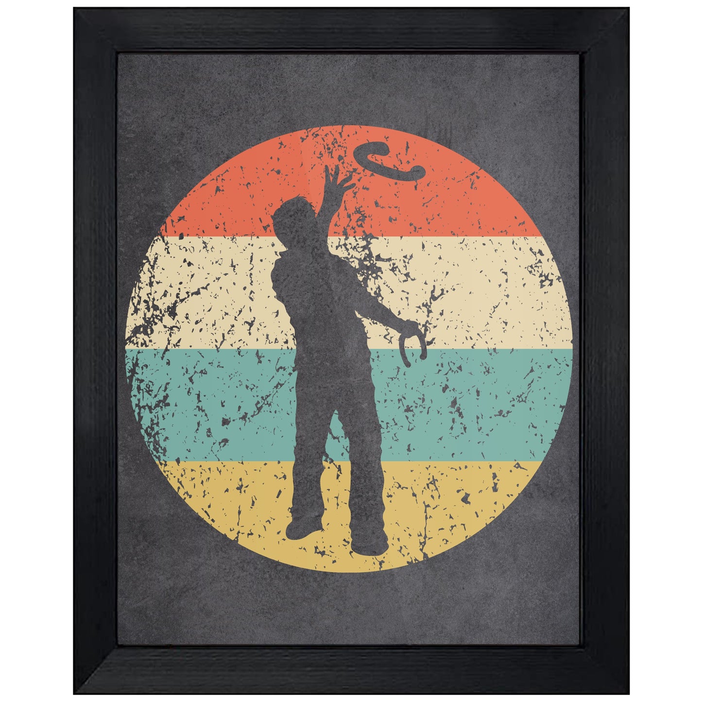 Man Playing Horseshoes Icon Retro 8"x10" Wall Art Print