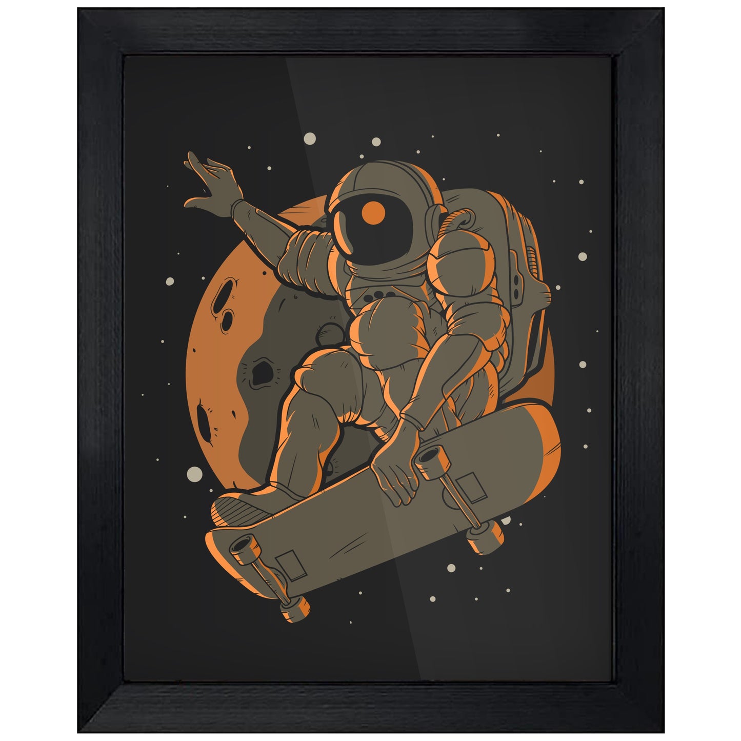 Skateboarding Astronaut Outer Space Spaceman 8"x10" Wall Art Print