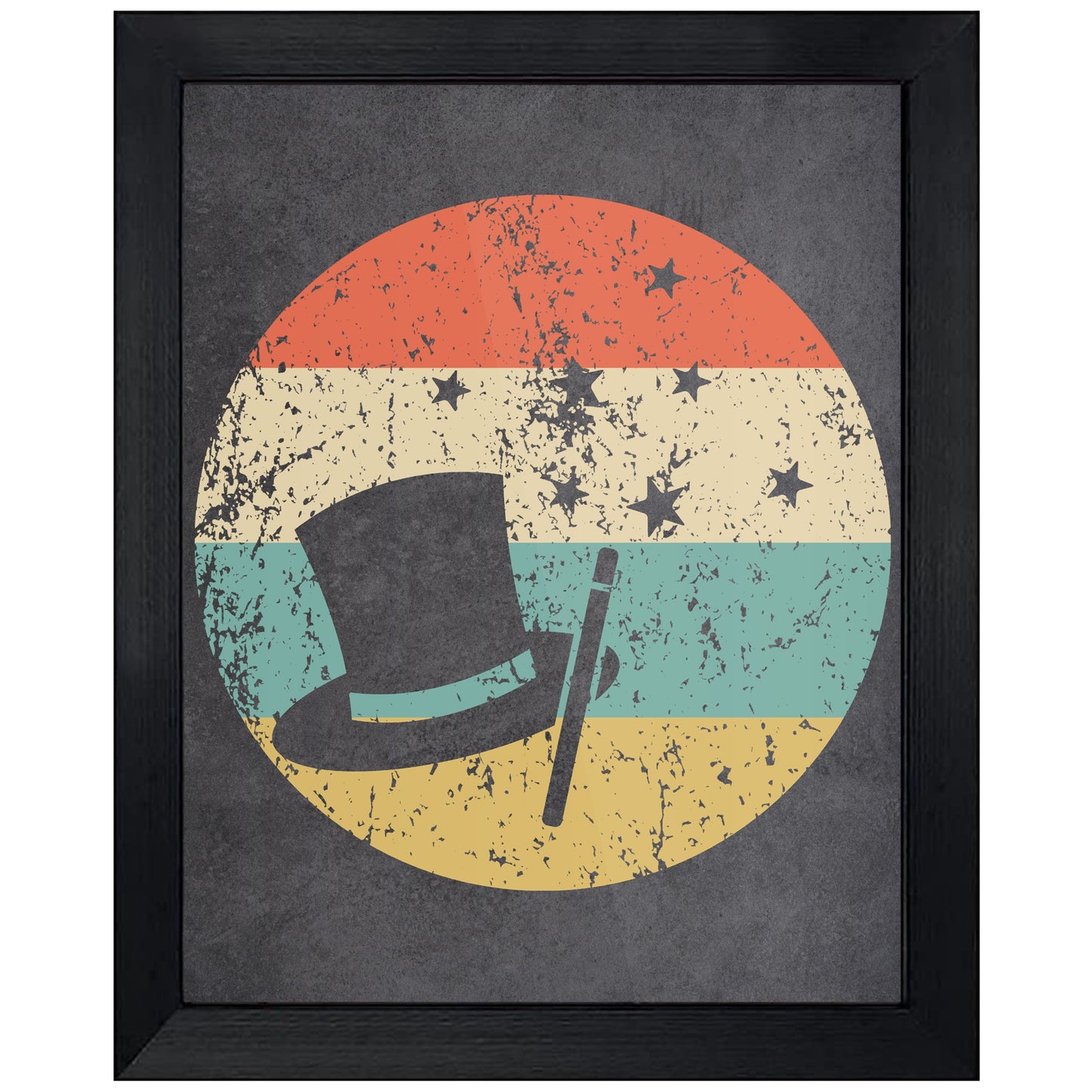 Top Hat Magic Wand Magician Icon Retro 8"x10" Wall Art Print