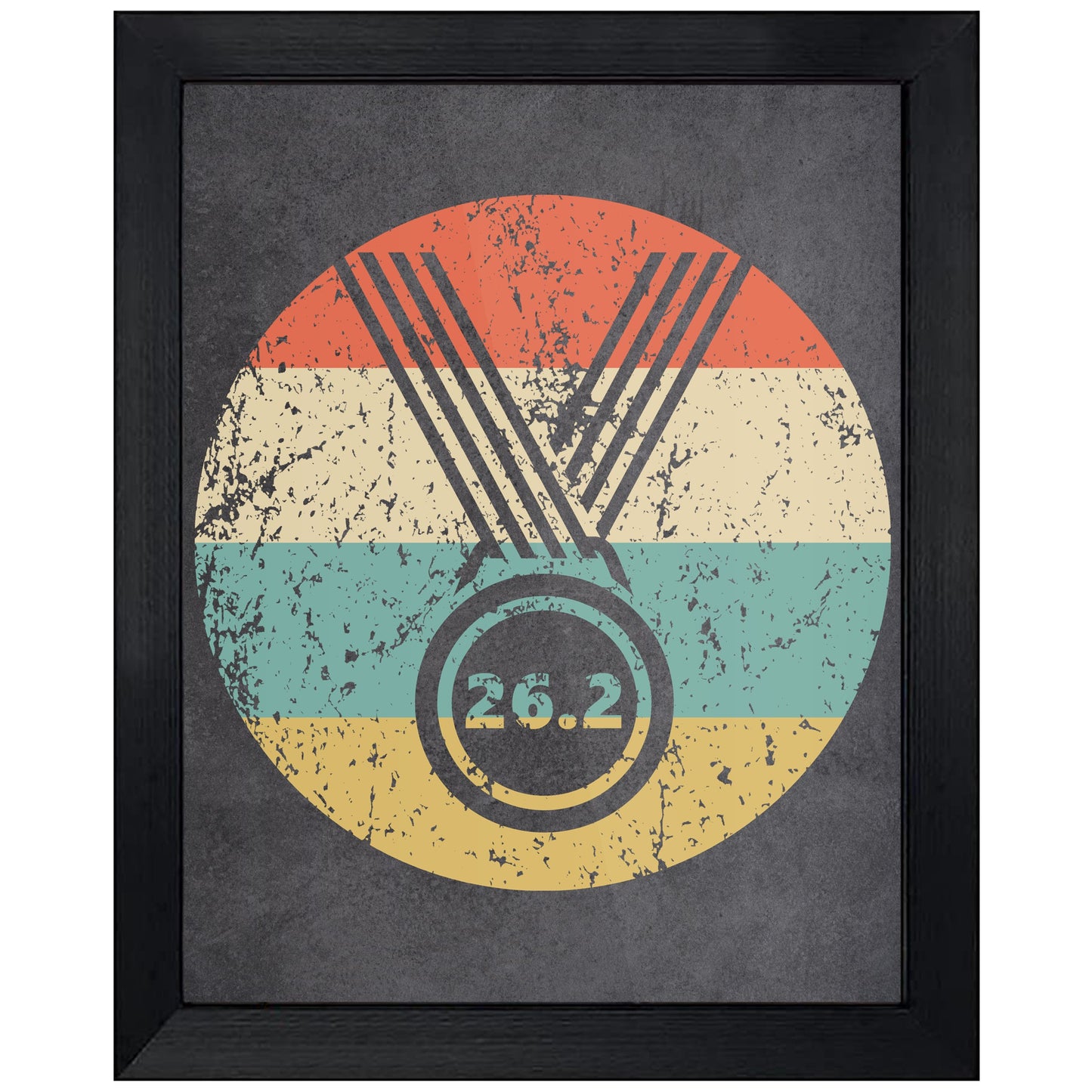 26.2 Miles Marathon Finisher Medal Icon Retro 8"x10" Wall Art Print