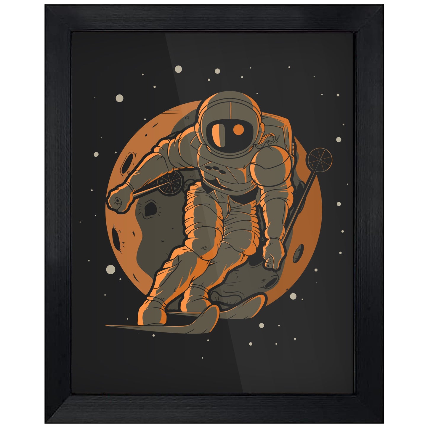 Skiing Astronaut Outer Space Spaceman 8"x10" Wall Art Print