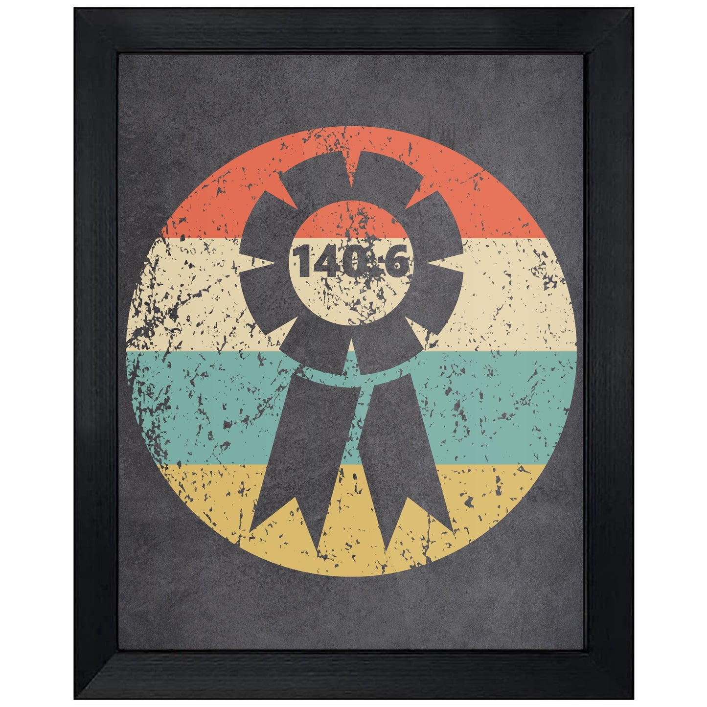 140.6 Triathlon Finisher Ribbon Icon Retro 8"x10" Wall Art Print