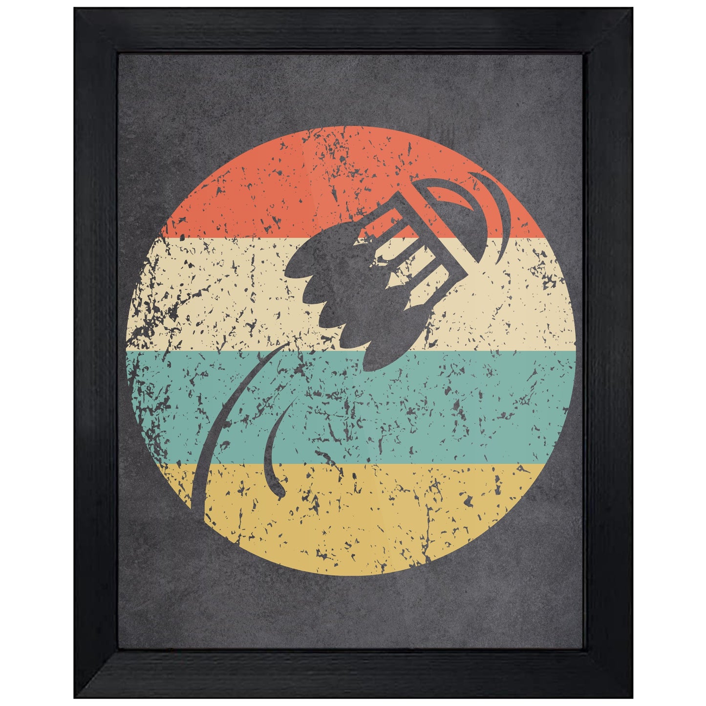 Flying Shuttlecock Badminton Icon Retro 8"x10" Wall Art Print