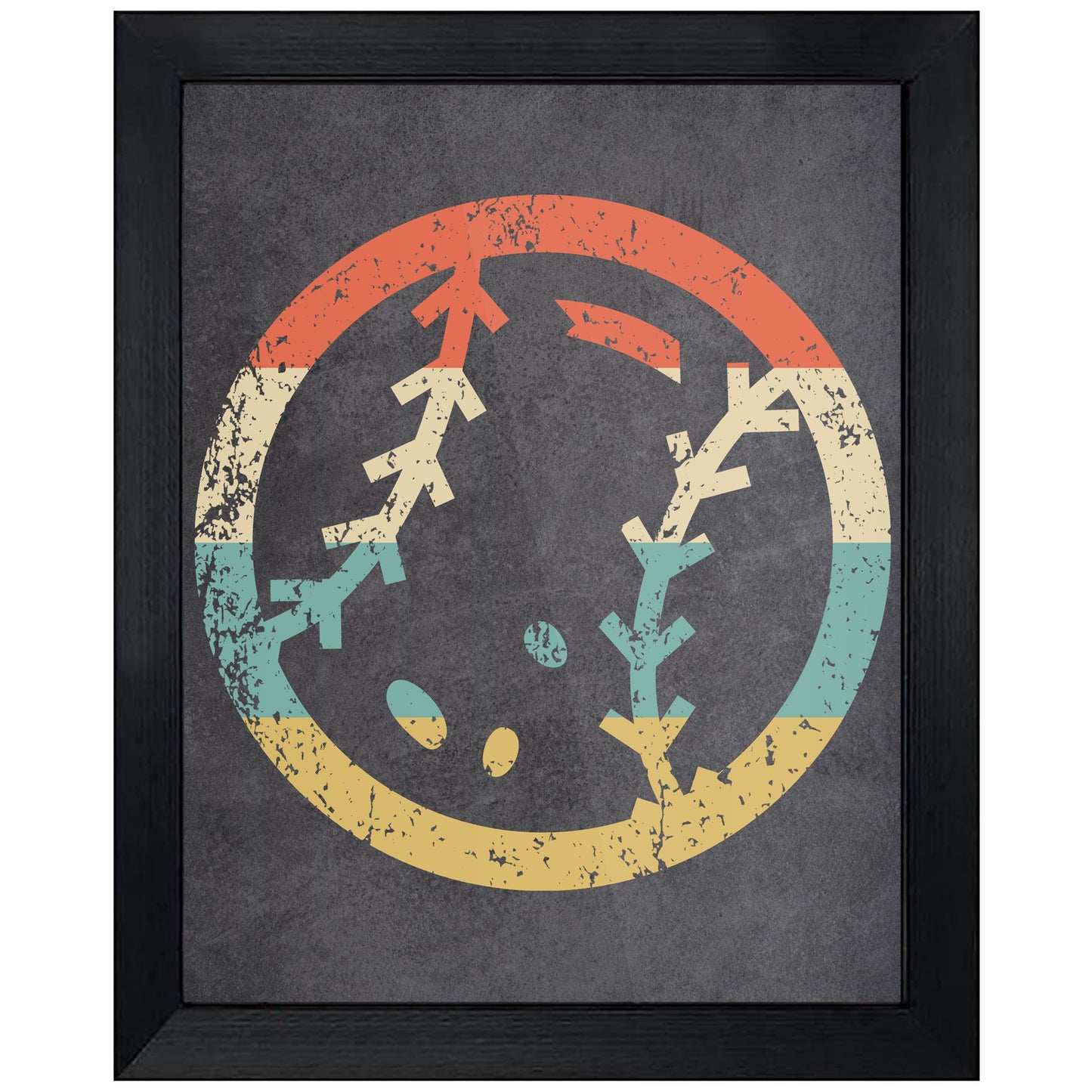 Baseball Ball Sports Icon Retro 8"x10" Wall Art Print