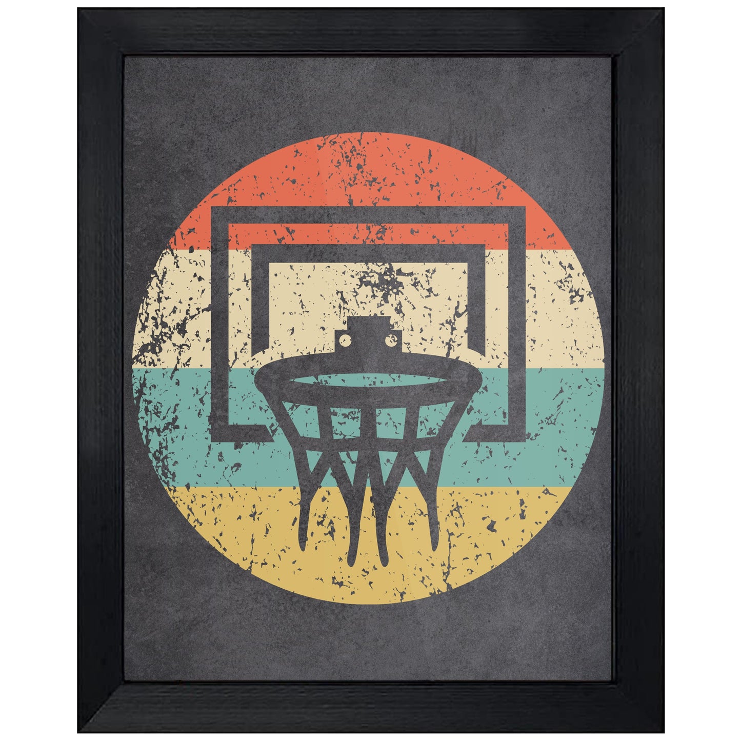 Basketball Hoop Net Sports Icon Retro 8"x10" Wall Art Print