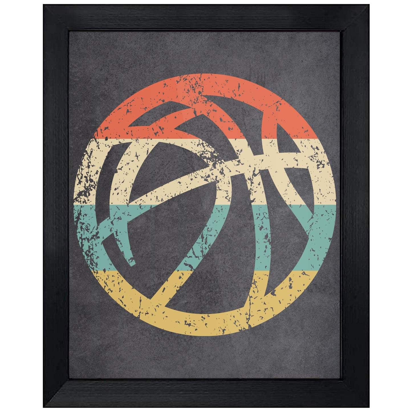 Basketball Sports Icon Retro 8"x10" Wall Art Print
