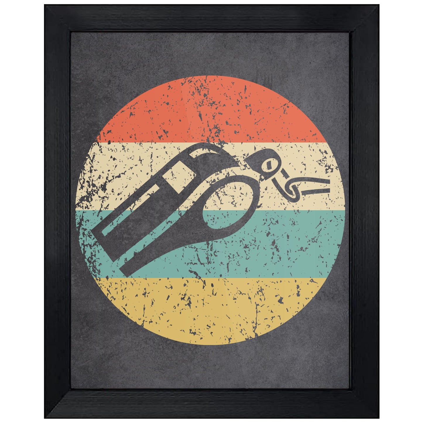Whistle Referee Icon Retro 8"x10" Wall Art Print