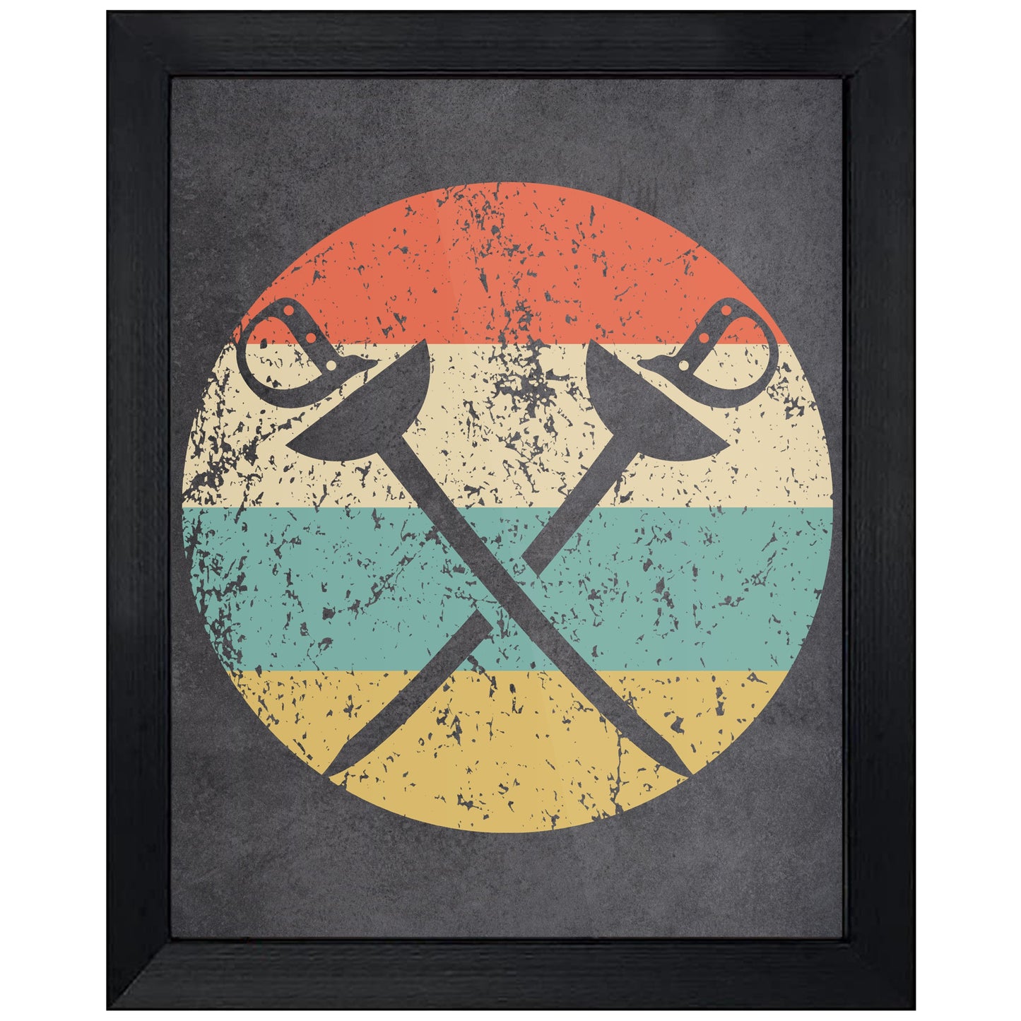 Fencing Sabre Swords Icon Retro 8"x10" Wall Art Print
