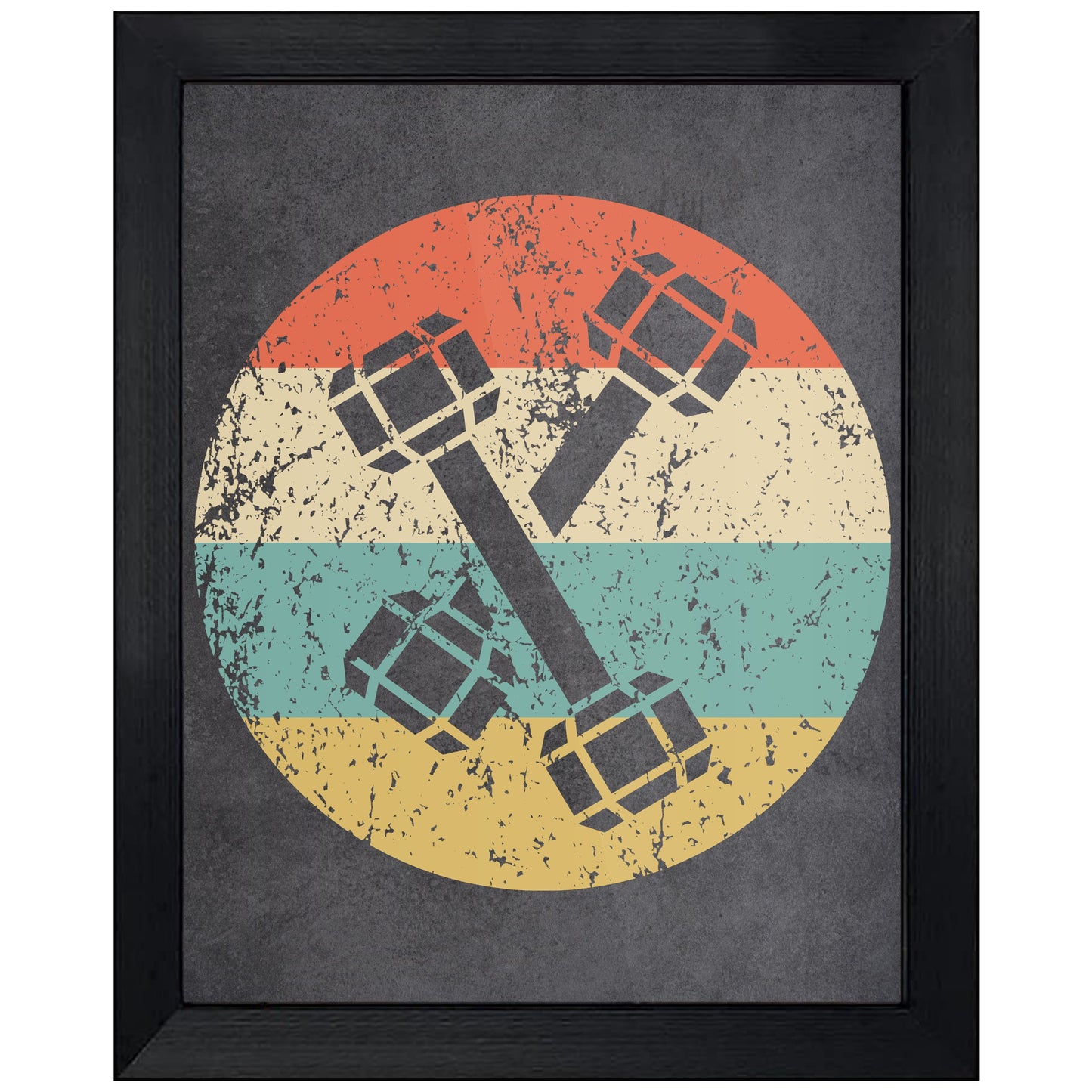 Dumbbell Weights Weightlifting Icon Retro 8"x10" Wall Art Print