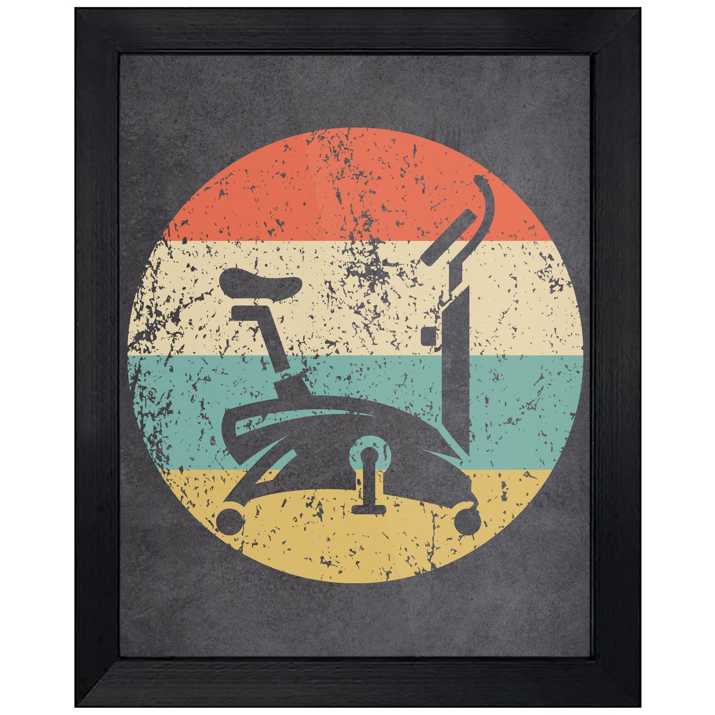 Stationary Bike Gym Equipment Icon Retro 8"x10" Wall Art Print