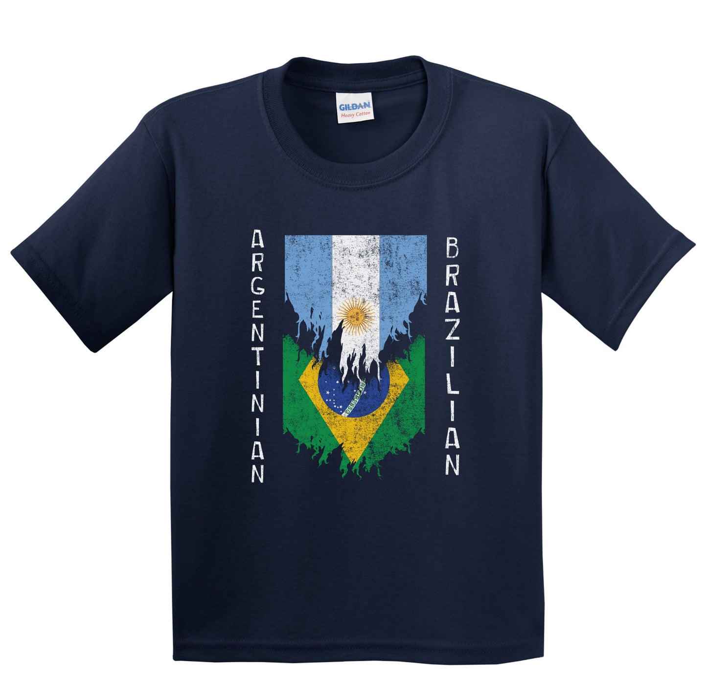 Argentinian Brazilian Flags Ripped Torn Argentina Brazil Youth T-Shirt