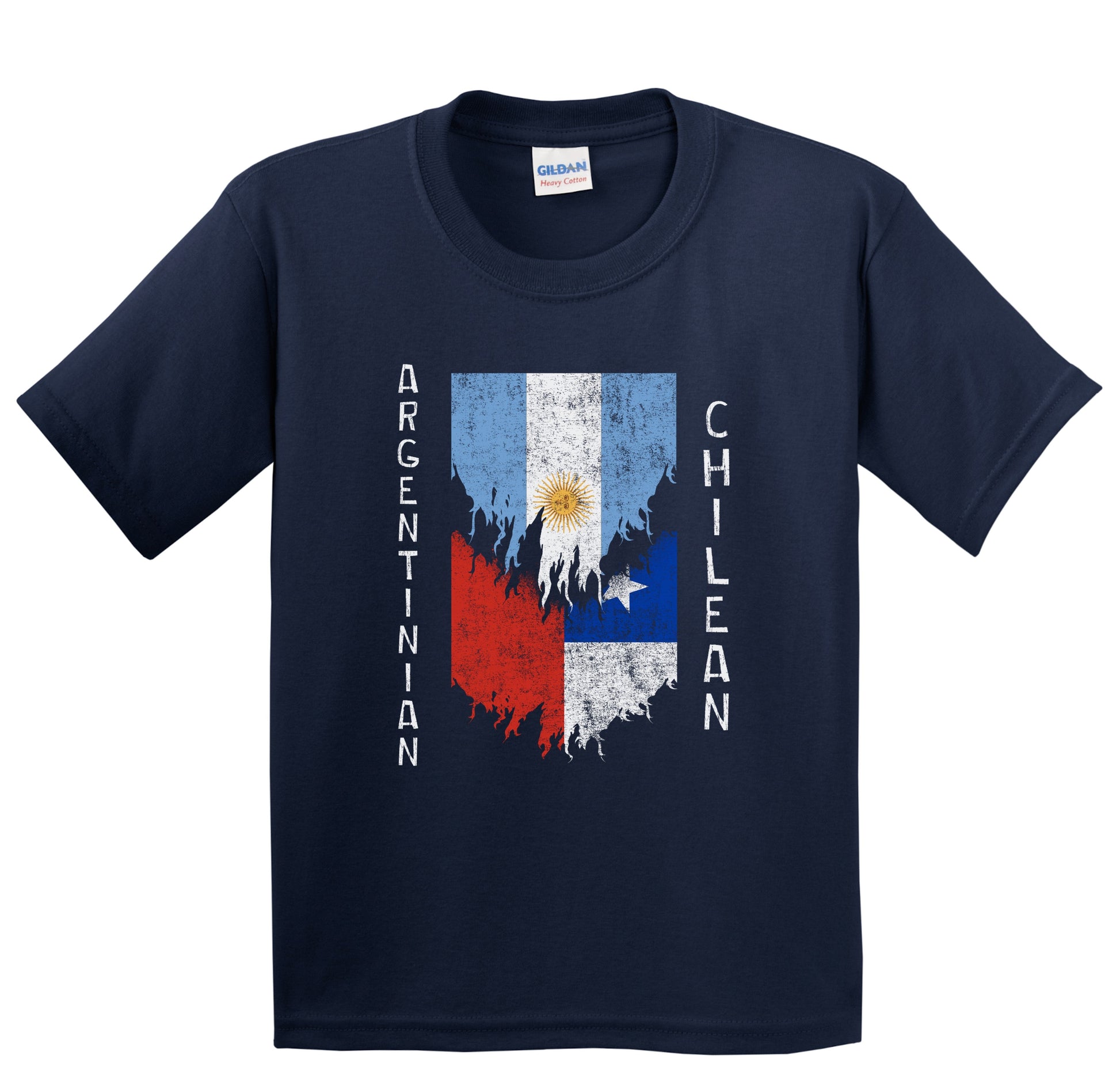 Argentinian Chilean Flags Ripped Torn Argentina Chile Youth T-Shirt