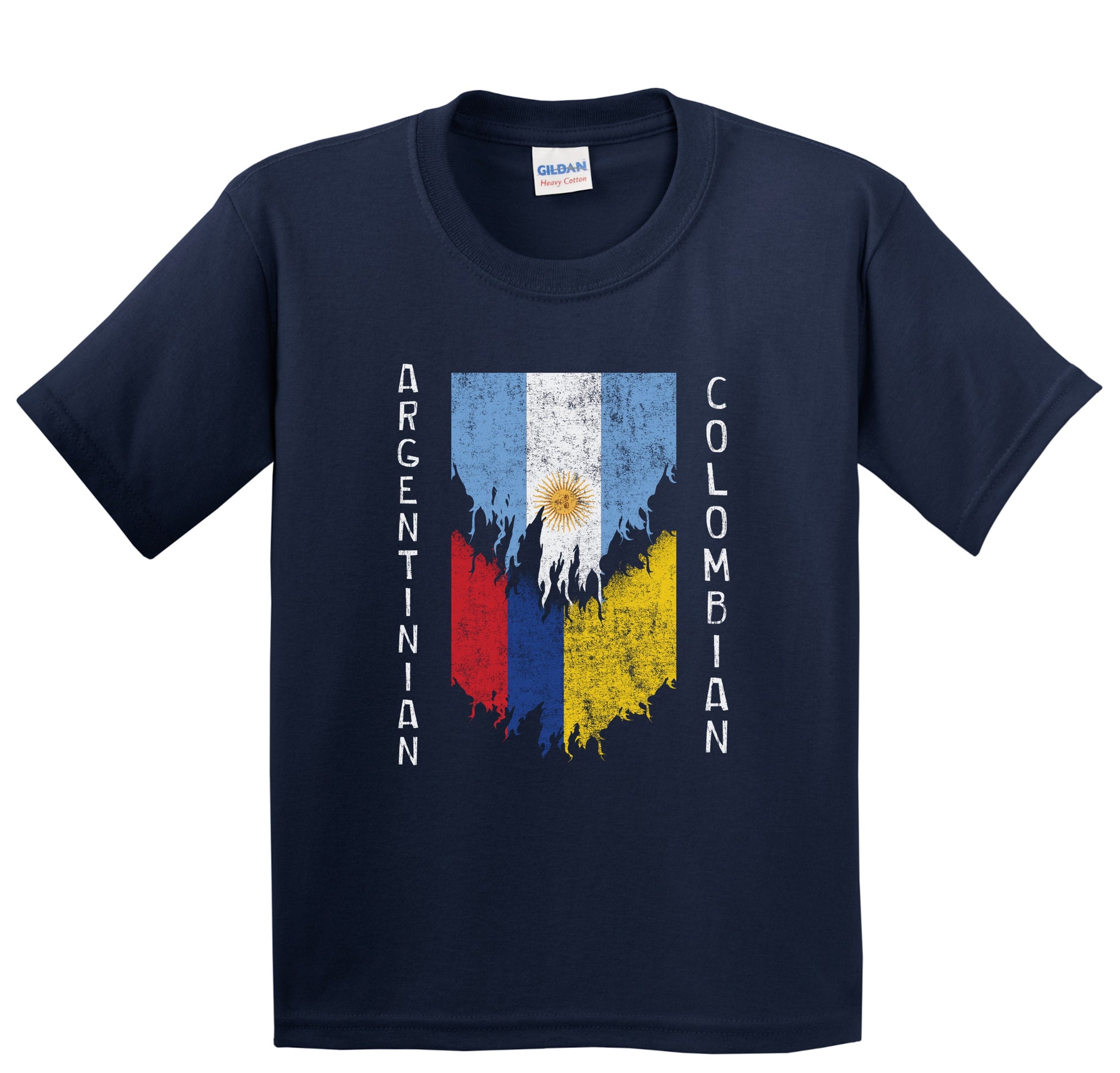 Argentinian Colombian Flags Ripped Torn Argentina Colombia Youth T-Shirt