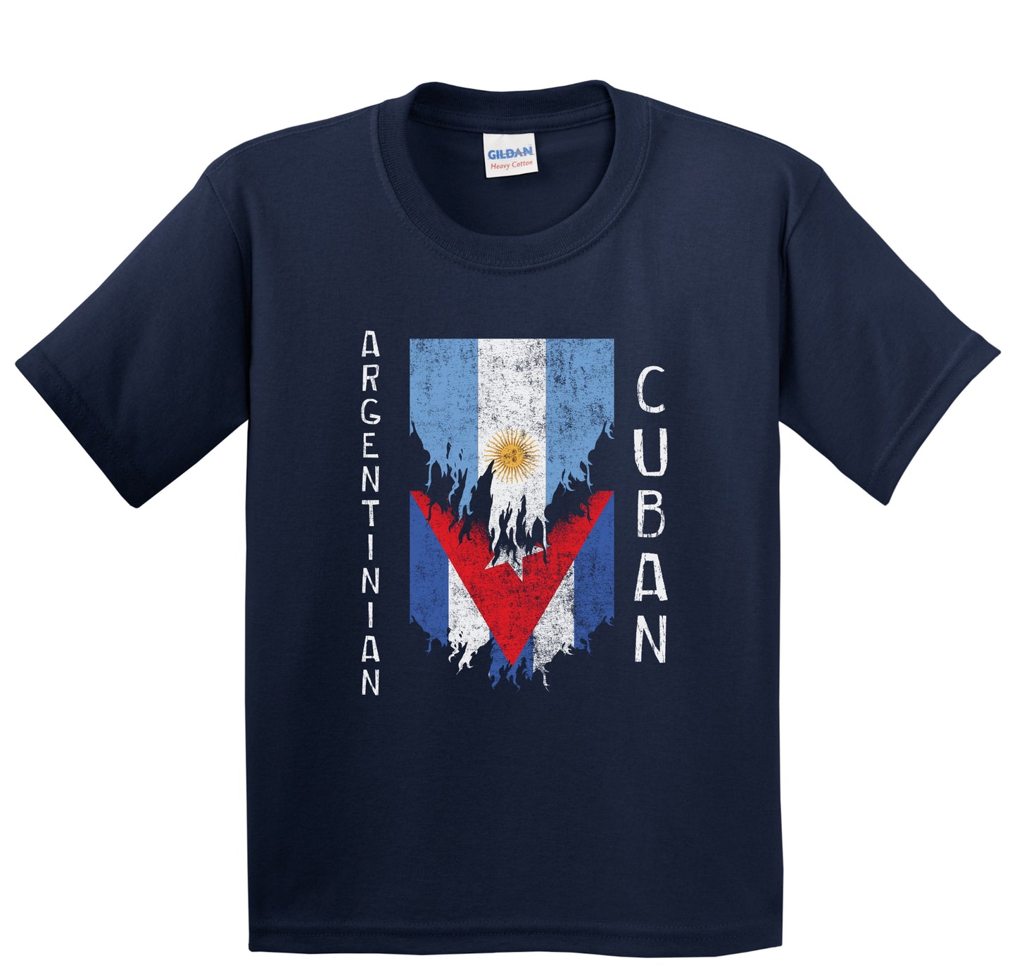 Argentinian Cuban Flags Ripped Torn Argentina Cuba Youth T-Shirt