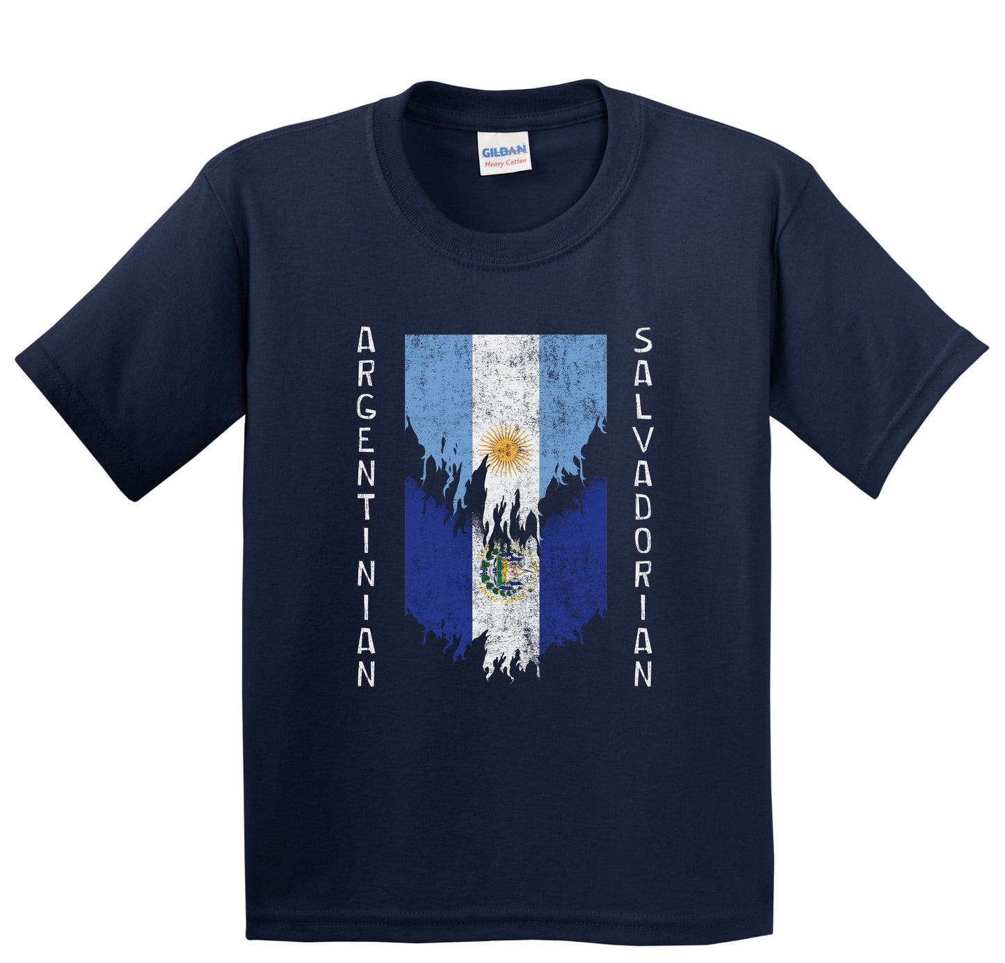 Argentinian Salvadorian Flags Ripped Torn Argentina El Salvador Youth T-Shirt