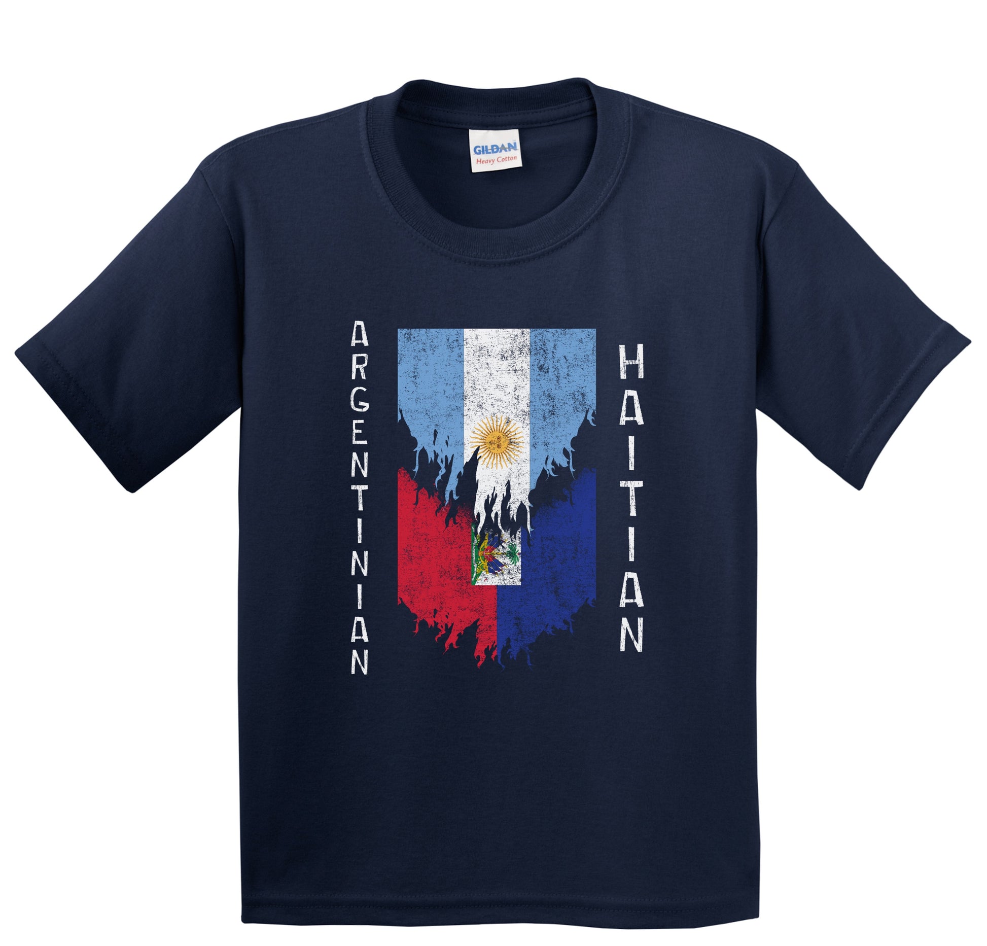 Argentinian Haitian Flags Ripped Torn Argentina Haiti Youth T-Shirt