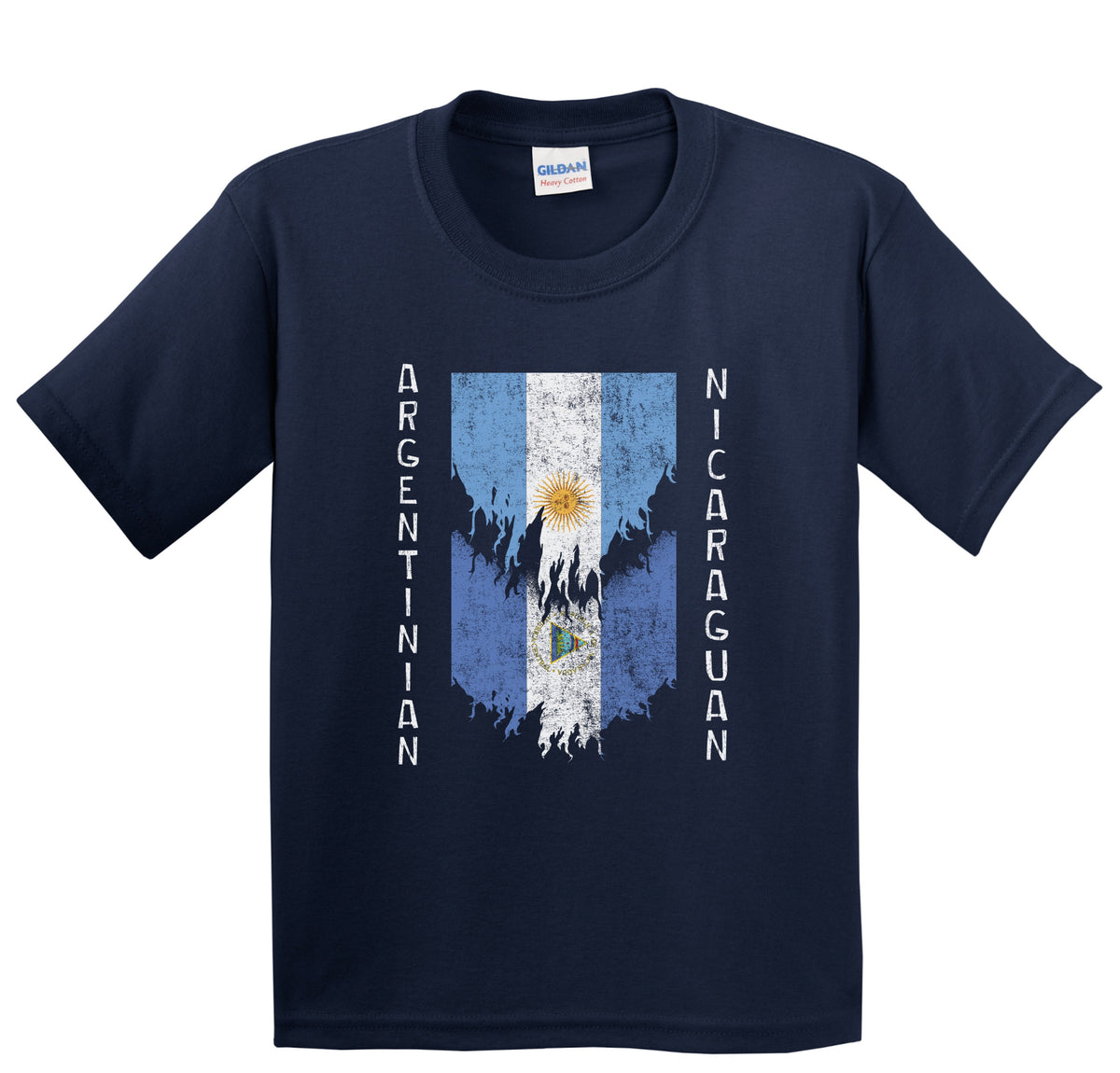 Argentinian Nicaraguan Flags Ripped Torn Argentina Nicaragua Youth T-Shirt