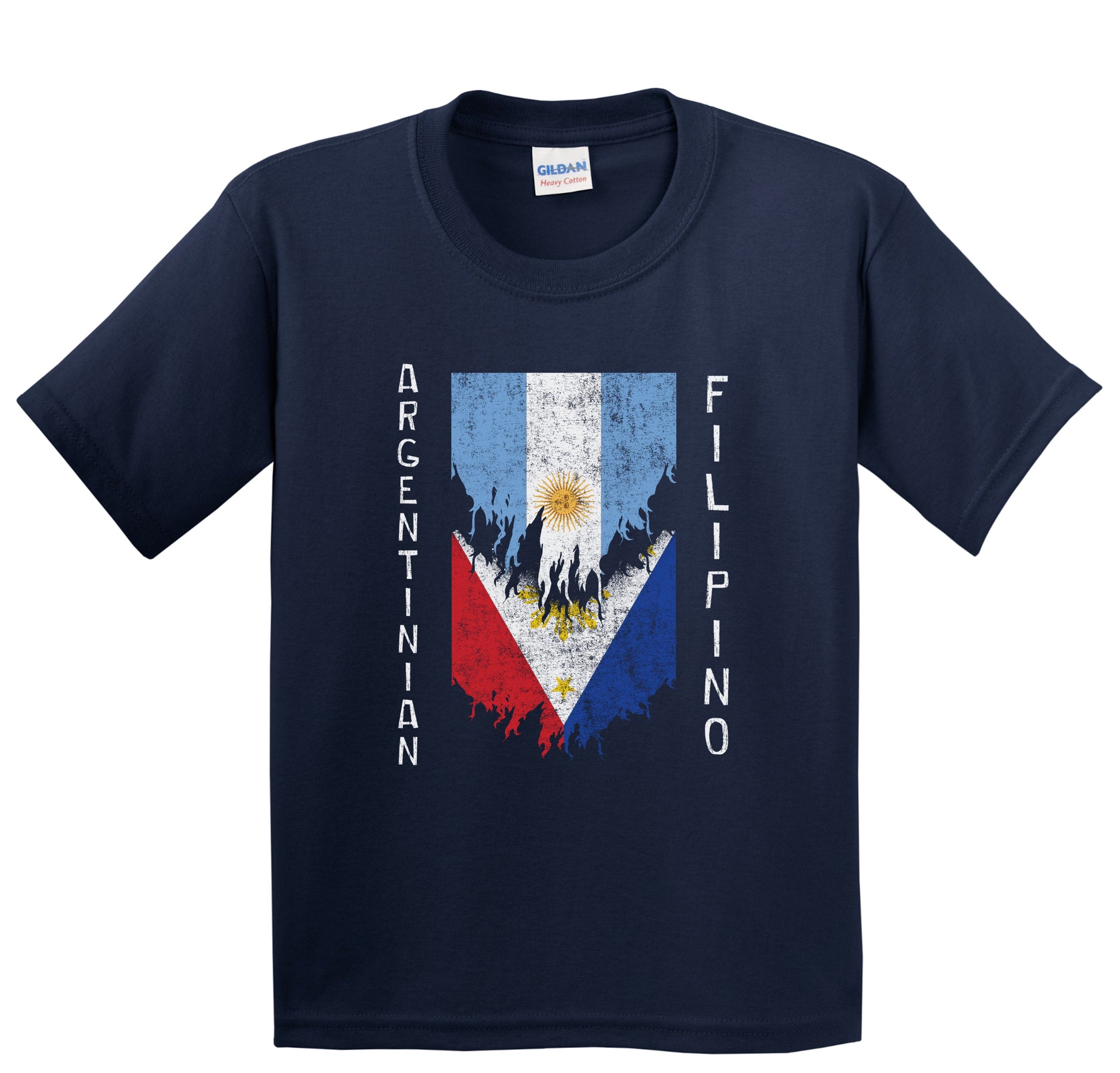 Argentinian Filipino Flags Ripped Torn Argentina Philippines Youth T-Shirt