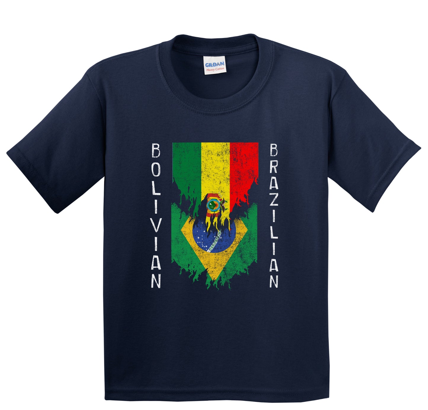 Bolivian Brazilian Flags Ripped Torn Bolivia Brazil Youth T-Shirt