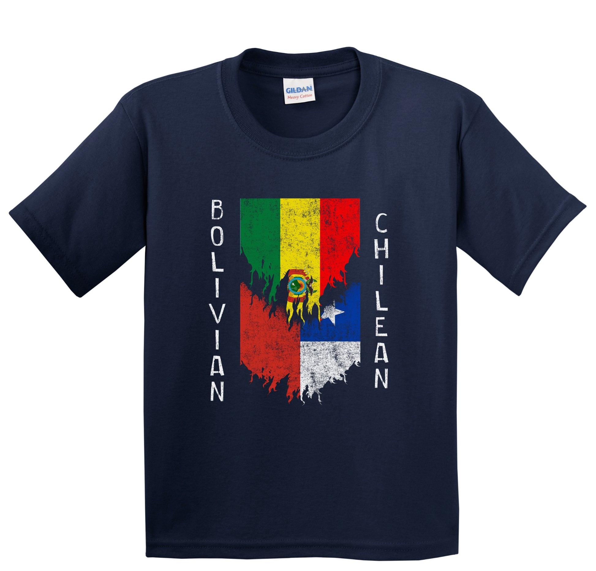 Bolivian Chilean Flags Ripped Torn Bolivia Chile Youth T-Shirt