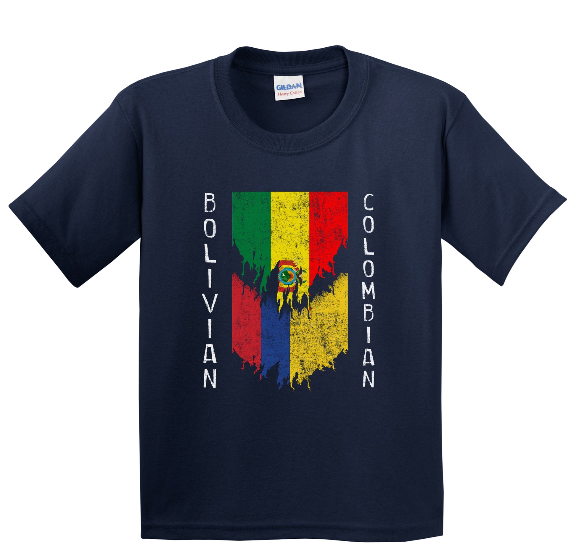 Bolivian Colombian Flags Ripped Torn Bolivia Colombia Youth T-Shirt