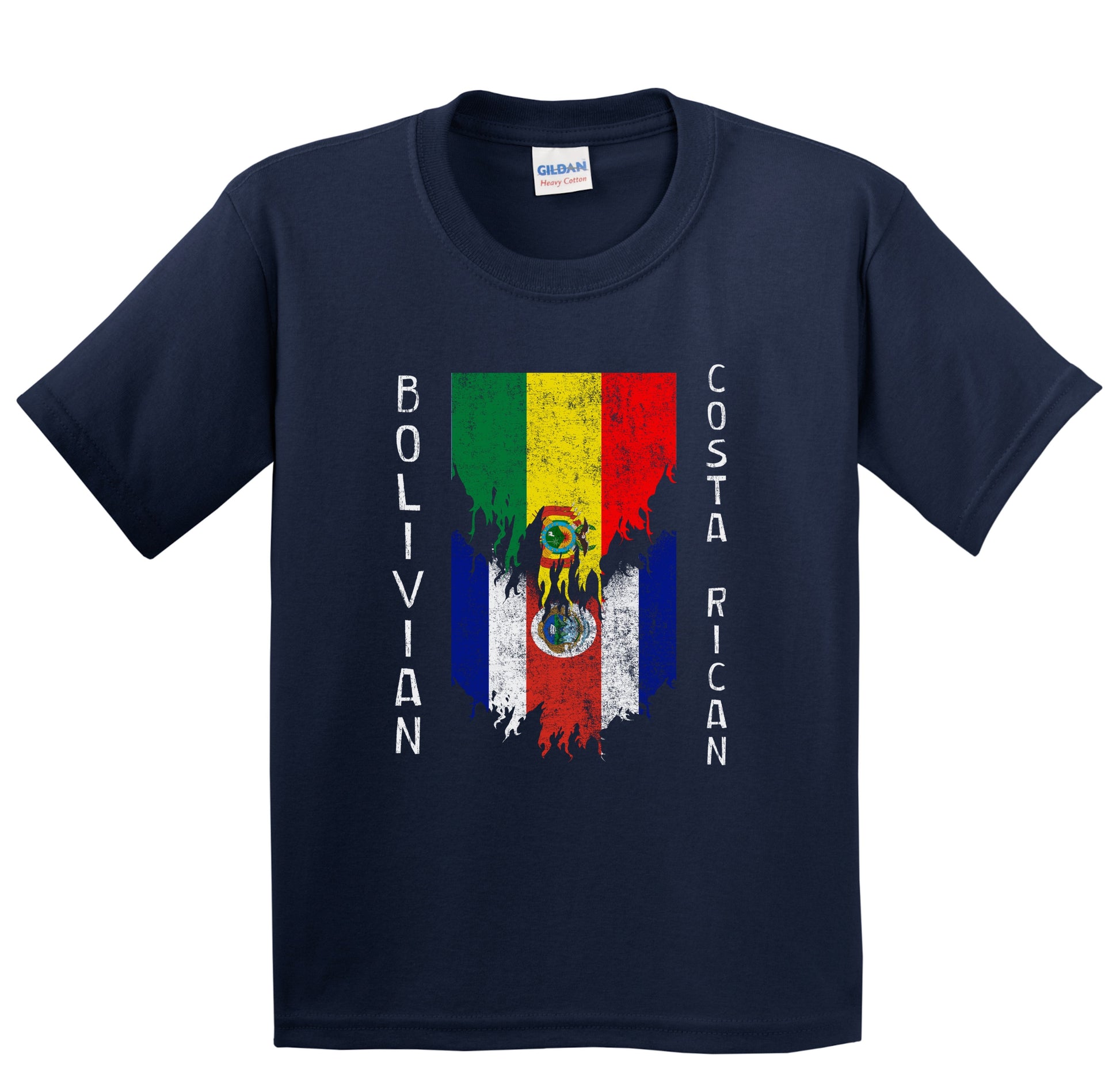 Bolivian Costa Rican Flags Ripped Torn Bolivia Costa Rica Youth T-Shirt