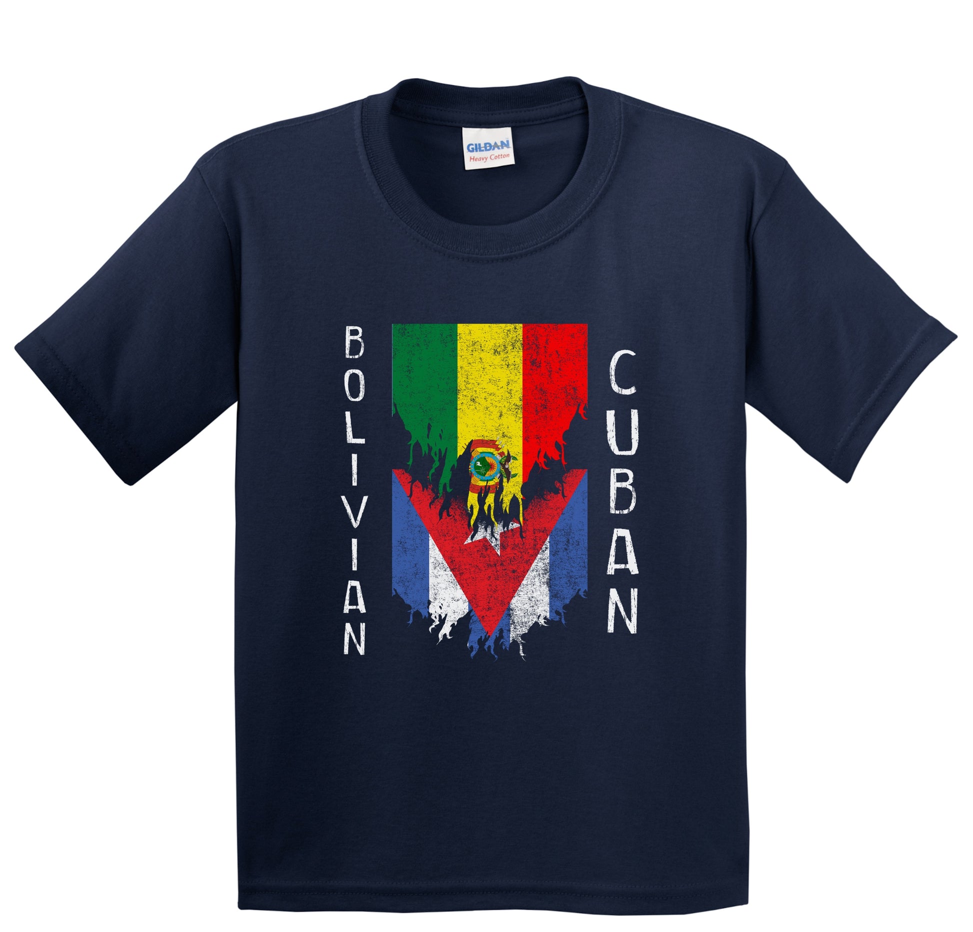 Bolivian Cuban Flags Ripped Torn Bolivia Cuba Youth T-Shirt