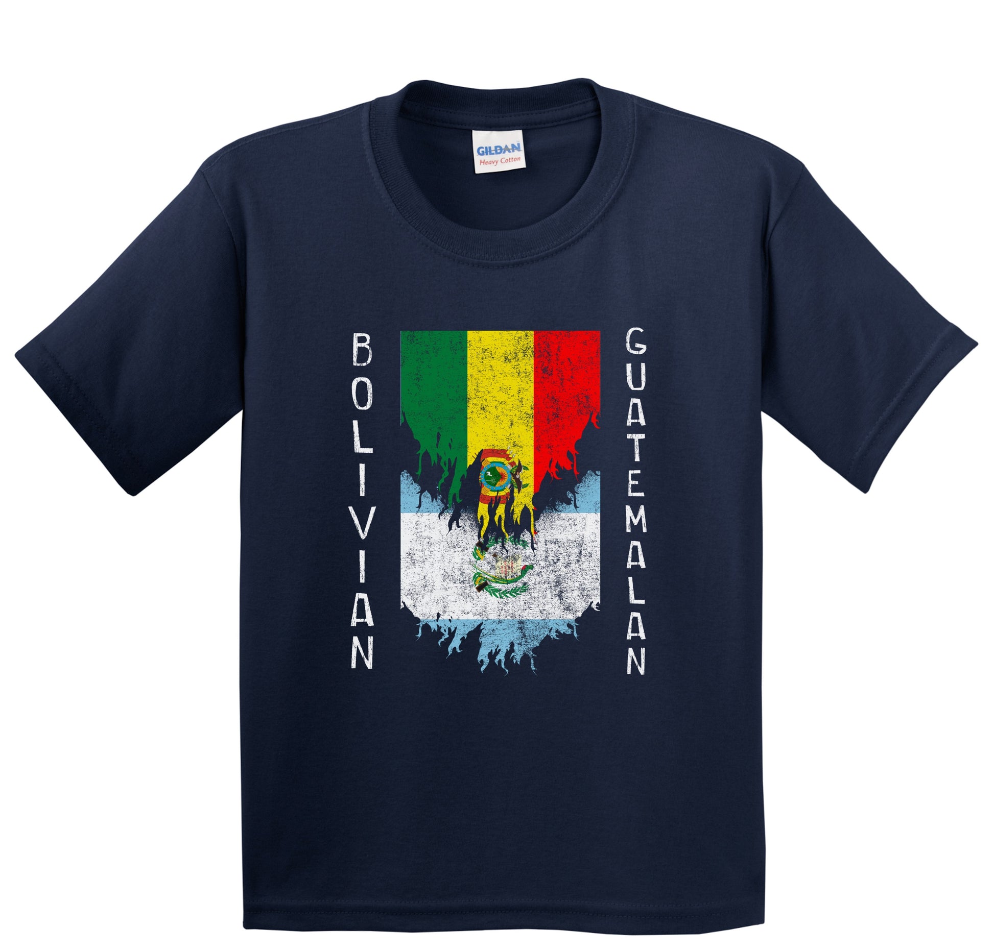 Bolivian Guatemalan Flags Ripped Torn Bolivia Guatemala Youth T-Shirt