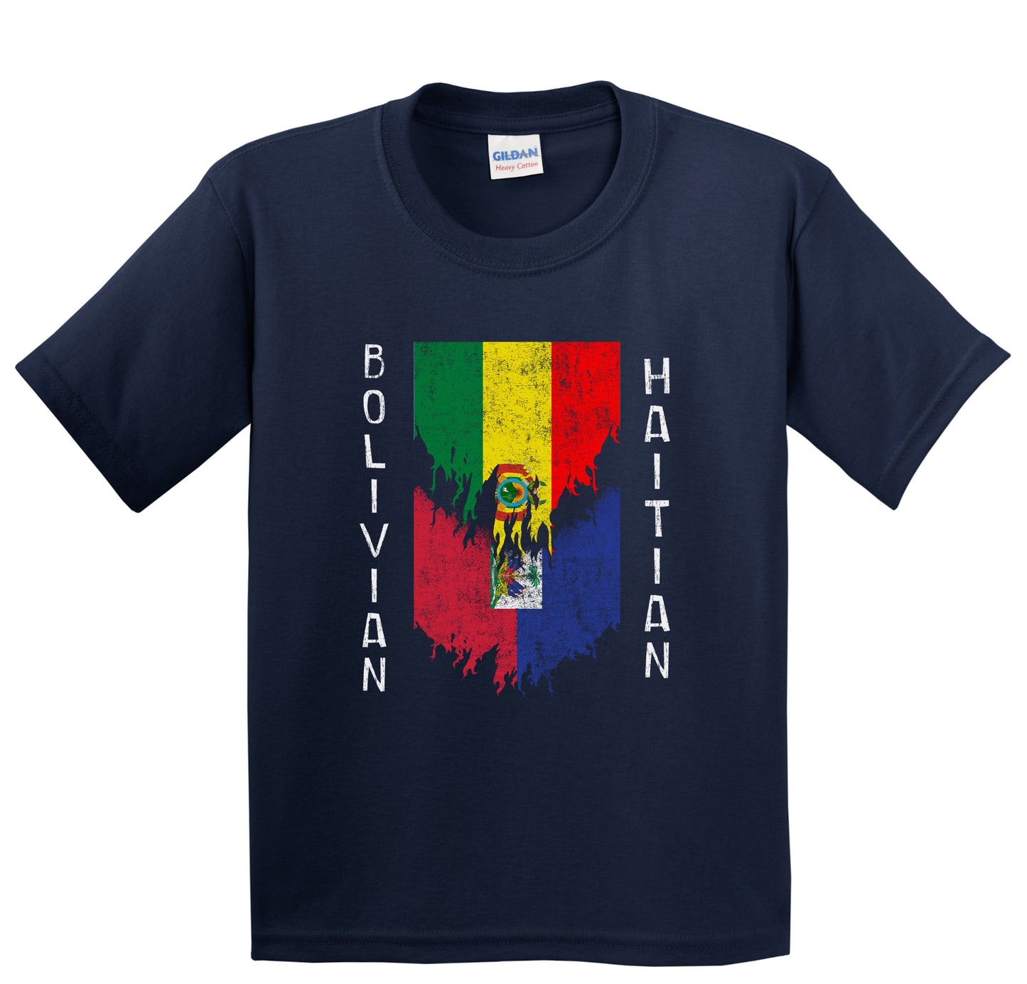 Bolivian Haitian Flags Ripped Torn Bolivia Haiti Youth T-Shirt