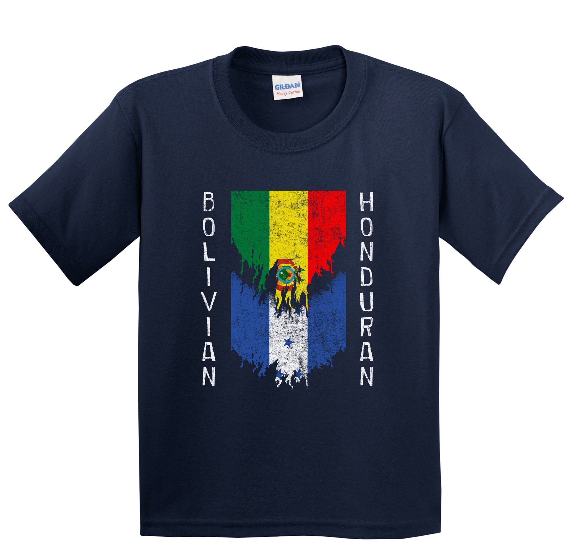 Bolivian Honduran Flags Ripped Torn Bolivia Honduras Youth T-Shirt