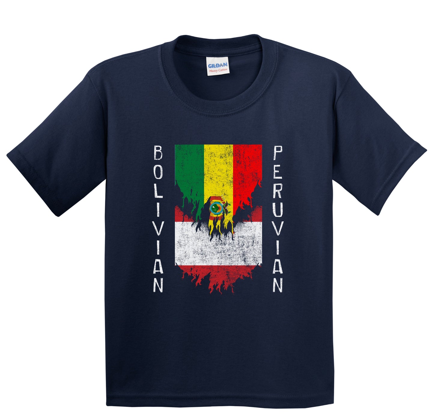 Bolivian Peruvian Flags Ripped Torn Bolivia Peru Youth T-Shirt