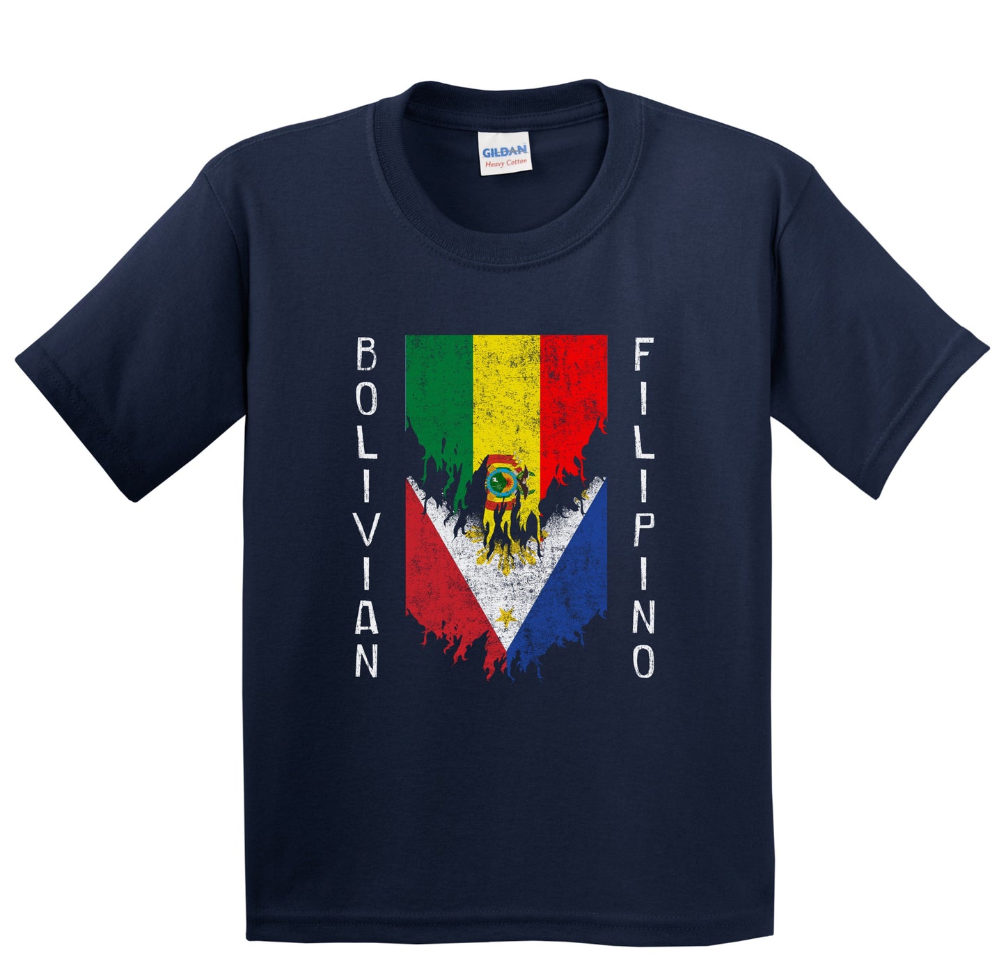 Bolivian Filipino Flags Ripped Torn Bolivia Philippines Youth T-Shirt