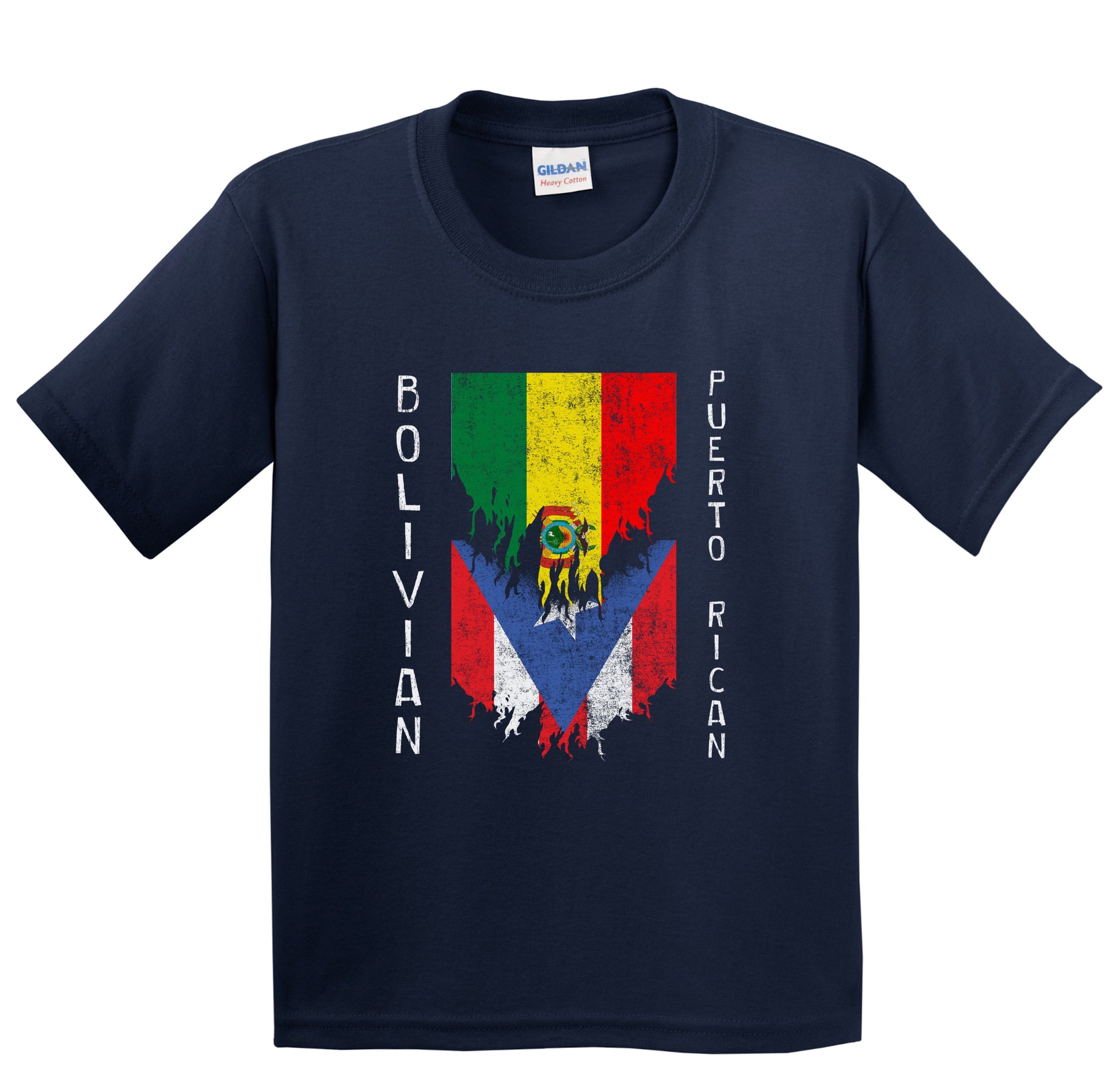 Bolivian Puerto Rican Flags Ripped Torn Bolivia Puerto Rico Youth T-Shirt