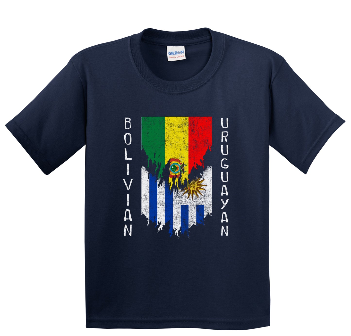 Bolivian Uruguayan Flags Ripped Torn Bolivia Uruguay Youth T-Shirt