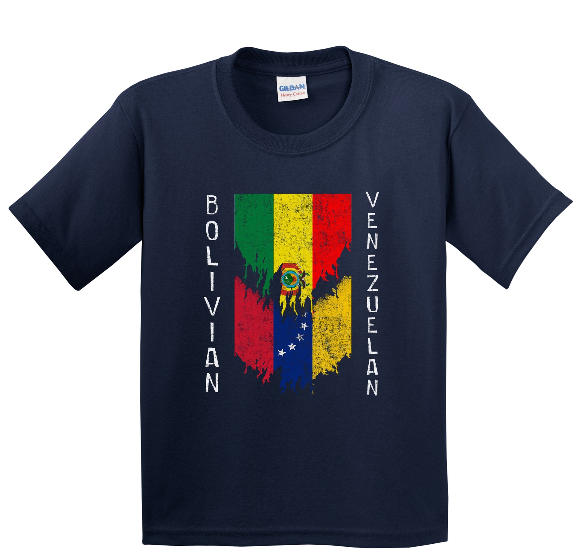 Bolivian Venezuelan Flags Ripped Torn Bolivia Venezuela Youth T-Shirt