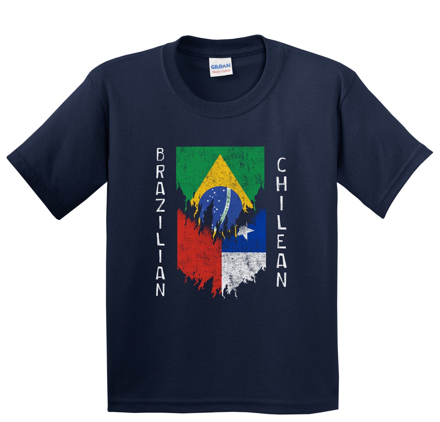 Brazilian Chilean Flags Ripped Torn Brazil Chile Youth T-Shirt