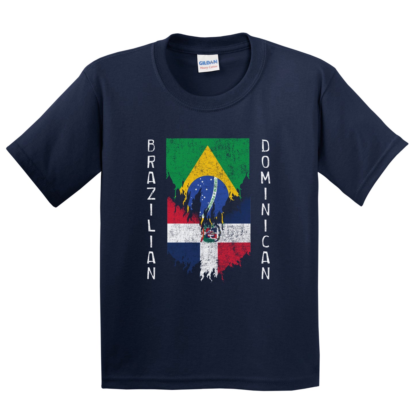 Brazilian Dominican Flags Ripped Torn Brazil Dominican Republic Youth T-Shirt