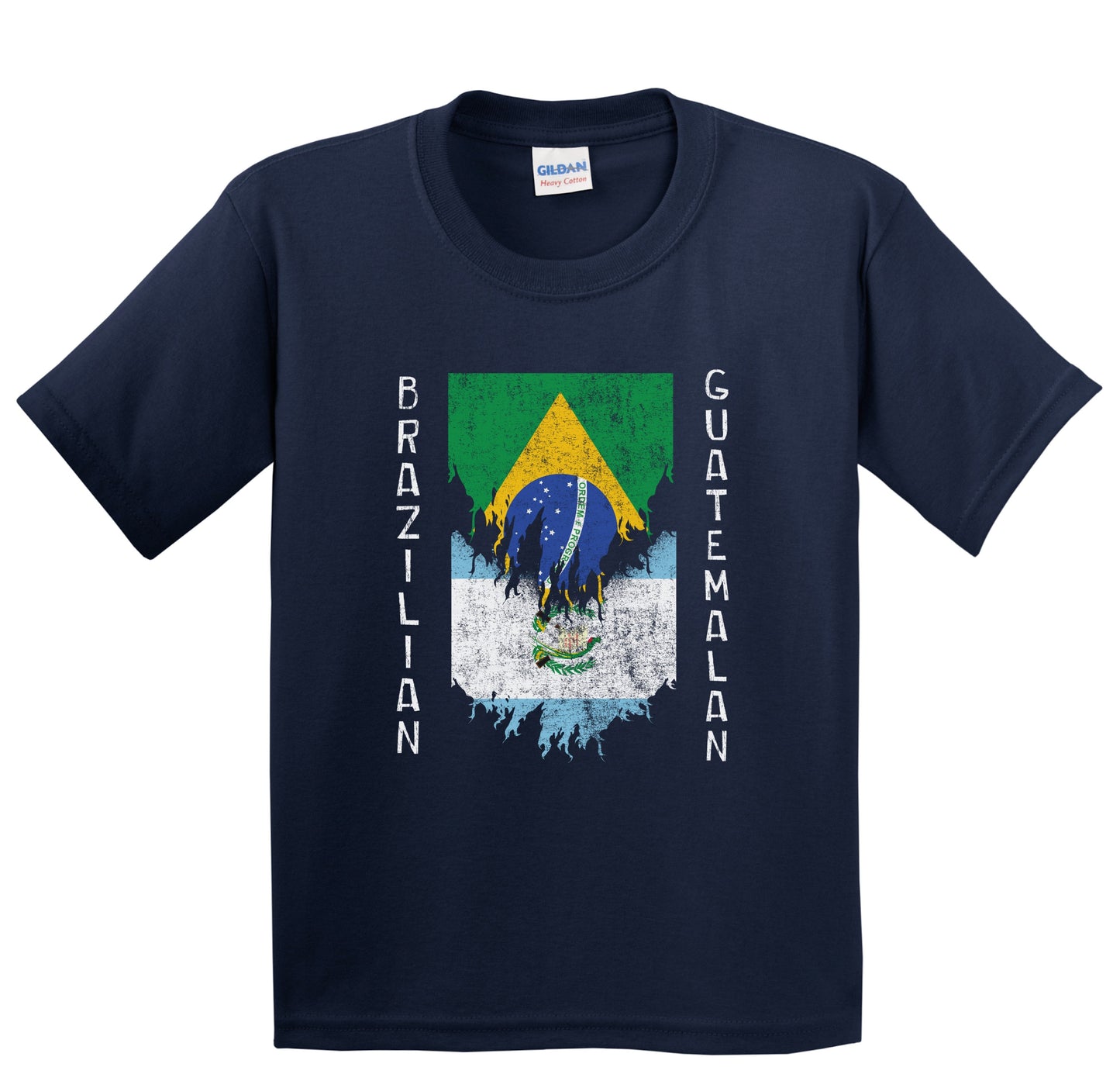 Brazilian Guatemalan Flags Ripped Torn Brazil Guatemala Youth T-Shirt