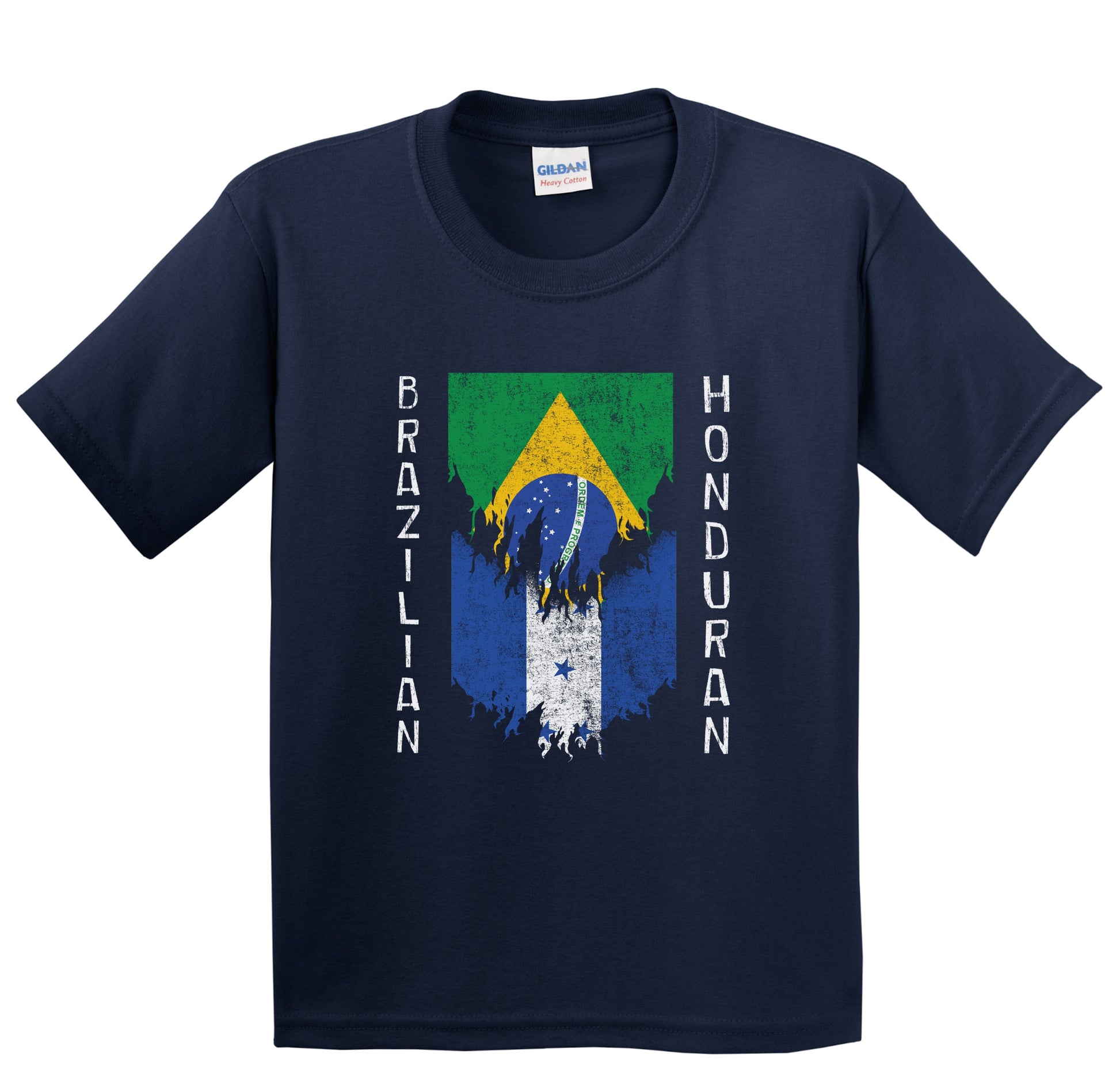 Brazilian Honduran Flags Ripped Torn Brazil Honduras Youth T-Shirt